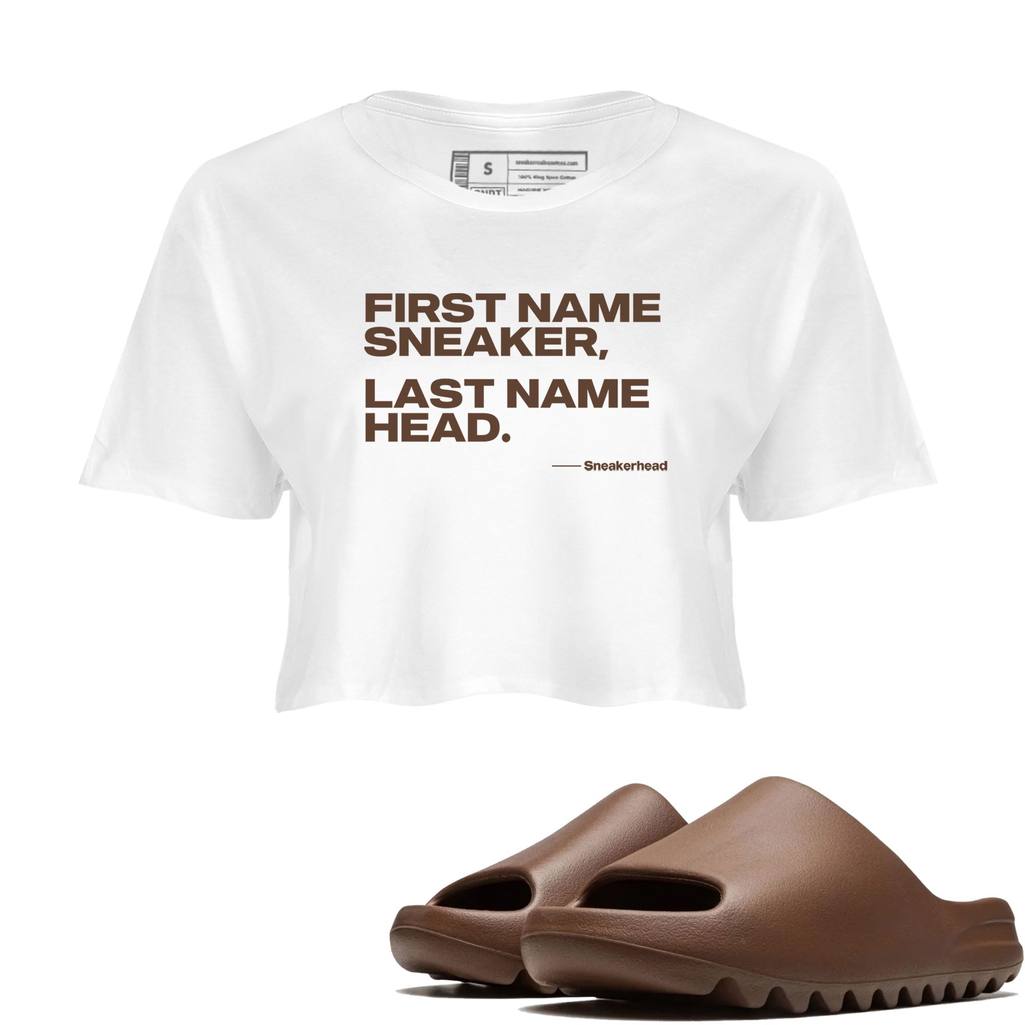 Yeezy Slide Flax shirts to match jordans My Name Is sneaker match tees Yeezy Slide Flax Drip Gear Zone streetwear brand White 1 crop tee