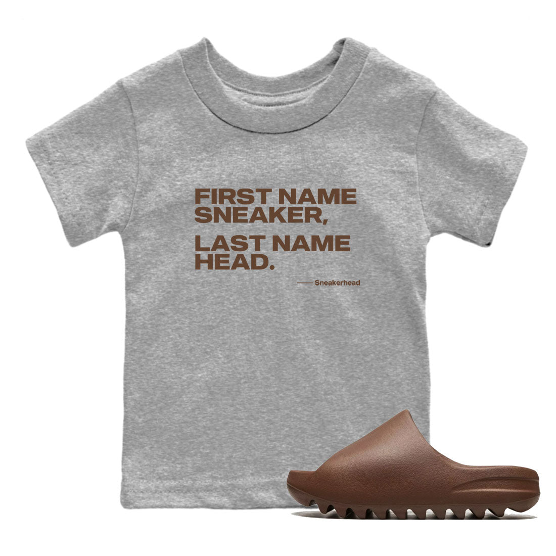 Yeezy Slide Flax shirts to match jordans My Name Is sneaker match tees Yeezy Slide Flax Drip Gear Zone streetwear brand Baby and Youth Heather Grey 1 cotton tee