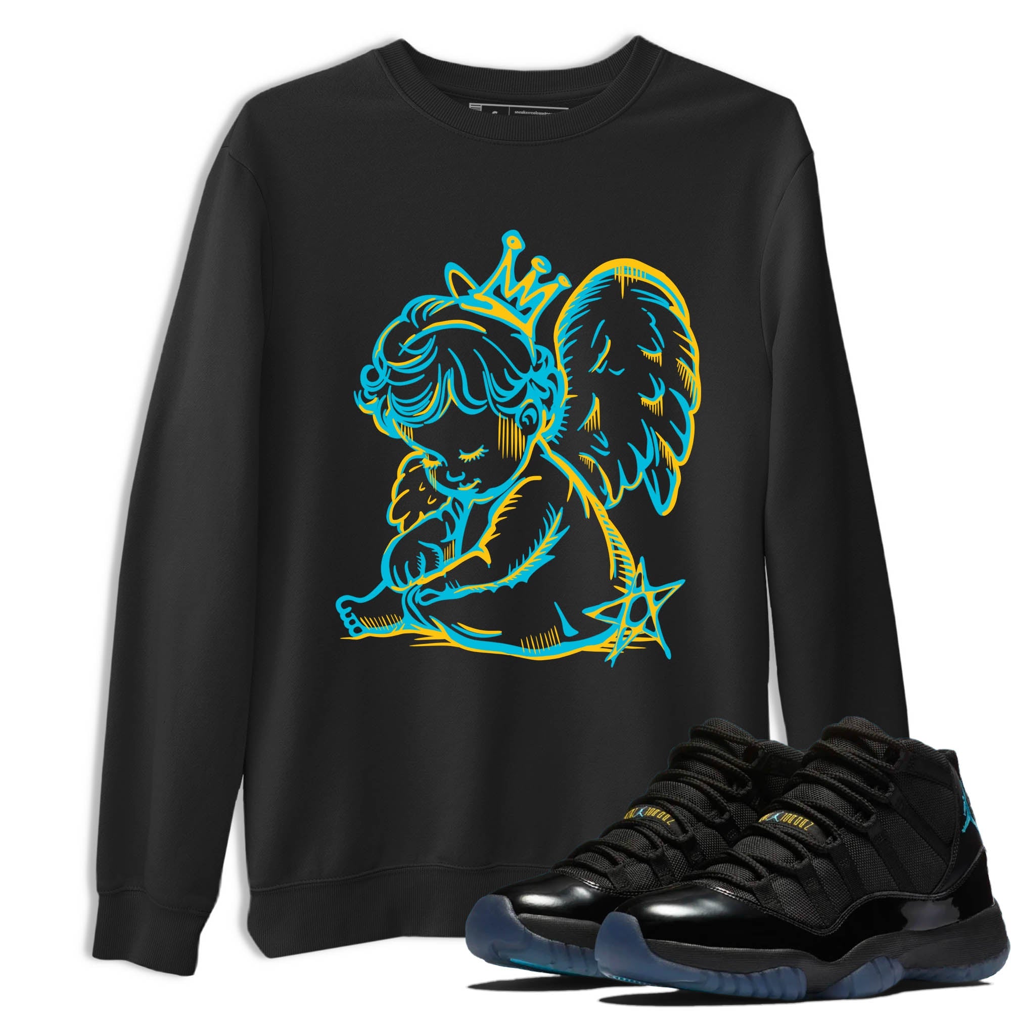 Sneaker Threads  Sneaker Tees To Match Air Jordan 11 Retro Gamma  Neon Angel Graphic Tee Black 1. Perfect for Jordan releases 2025 colorways.