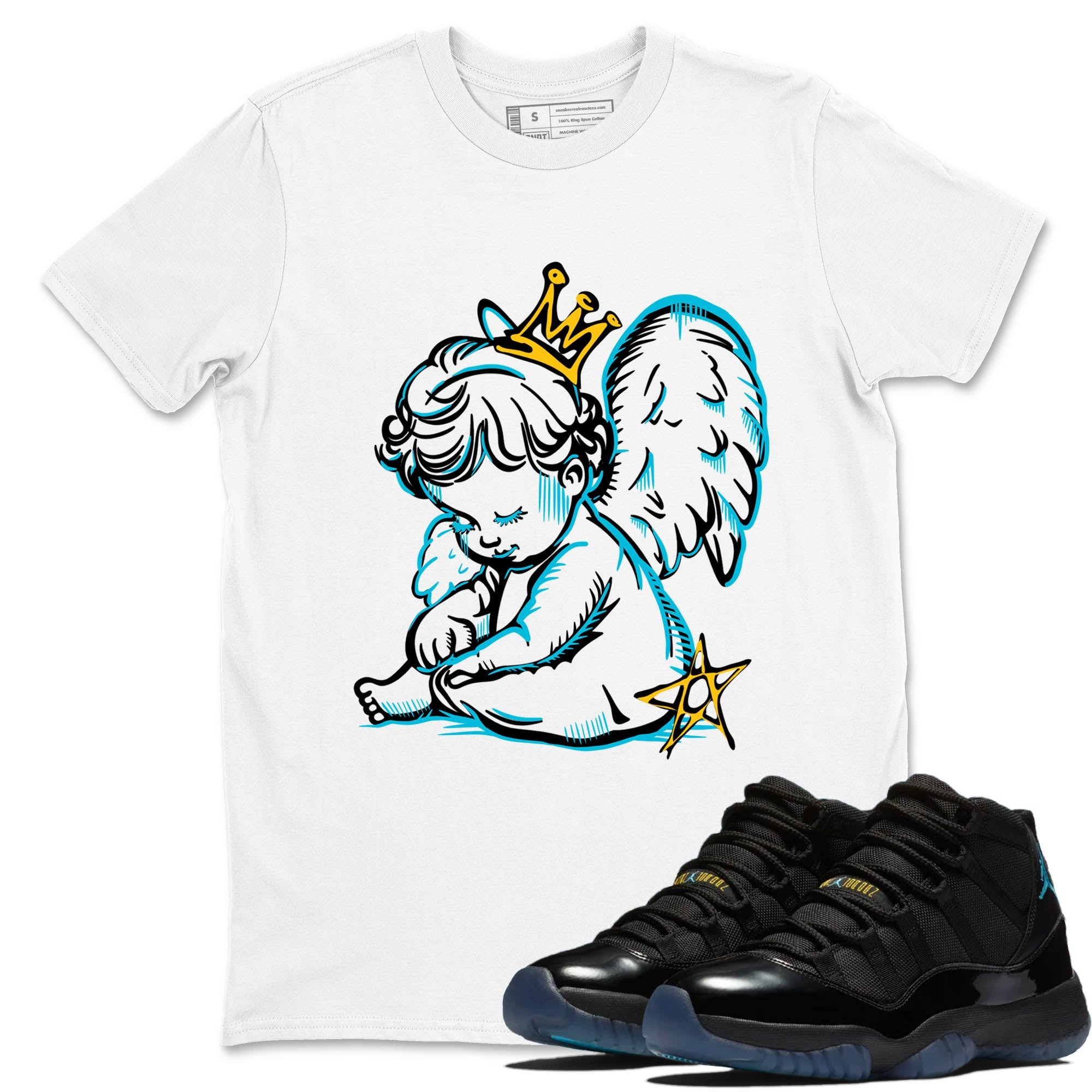 Sneaker Threads  Sneaker Tees To Match Air Jordan 11 Retro Gamma  Neon Angel Graphic Tee White 1. Perfect for Jordan releases 2025 colorways.