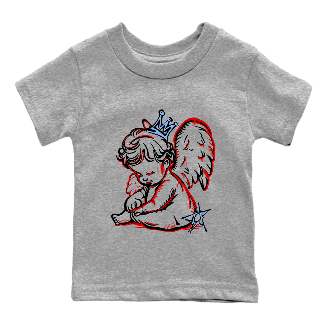 Sneaker match tees  Sneaker Tees To Match Air Jordan 5 Fire Red Shoes  Neon Angel Kids T-Shirt Heather Grey 2