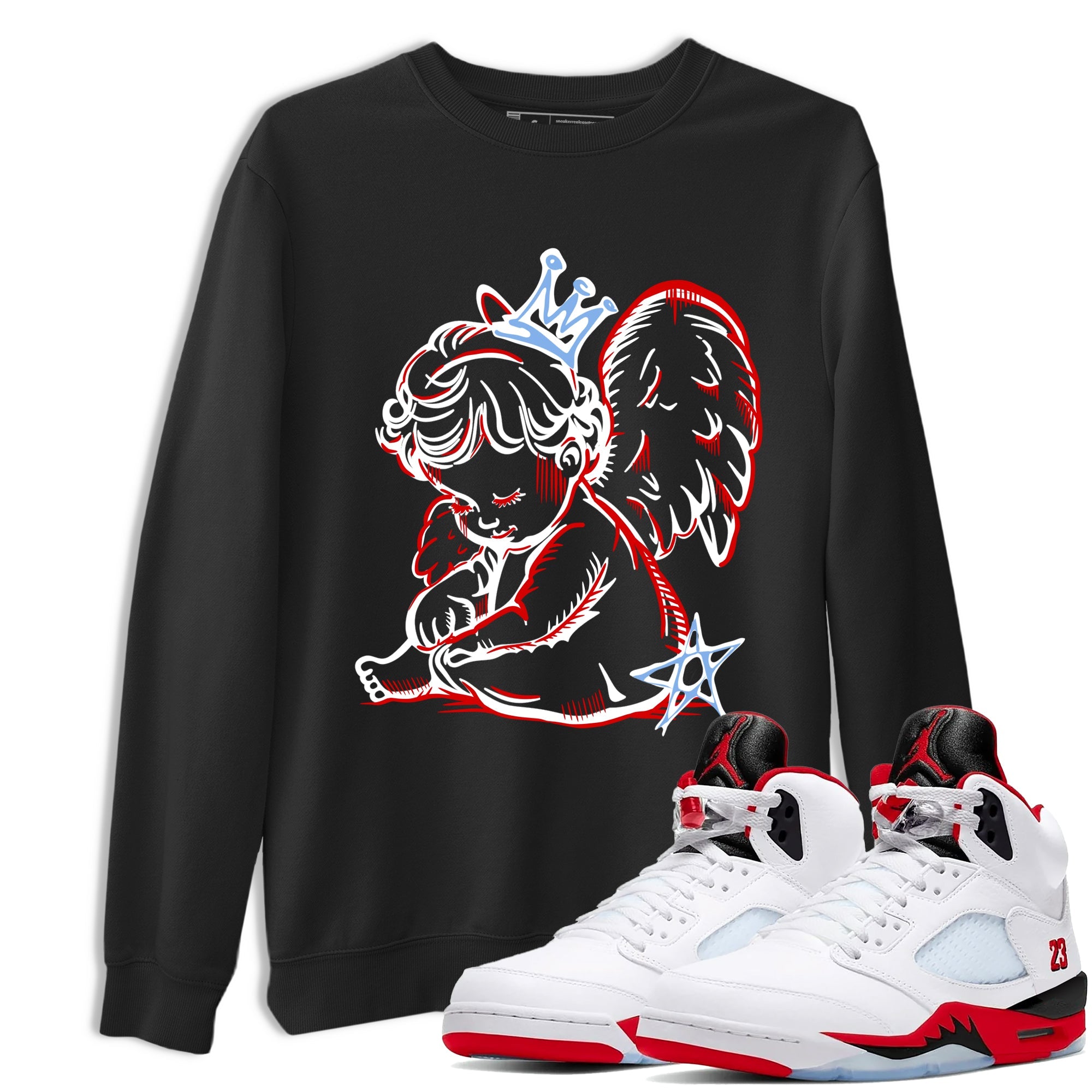 Sneaker match tees  Sneaker Tees To Match Air Jordan 5 Fire Red Shoes  Neon Angel Tee Black 1