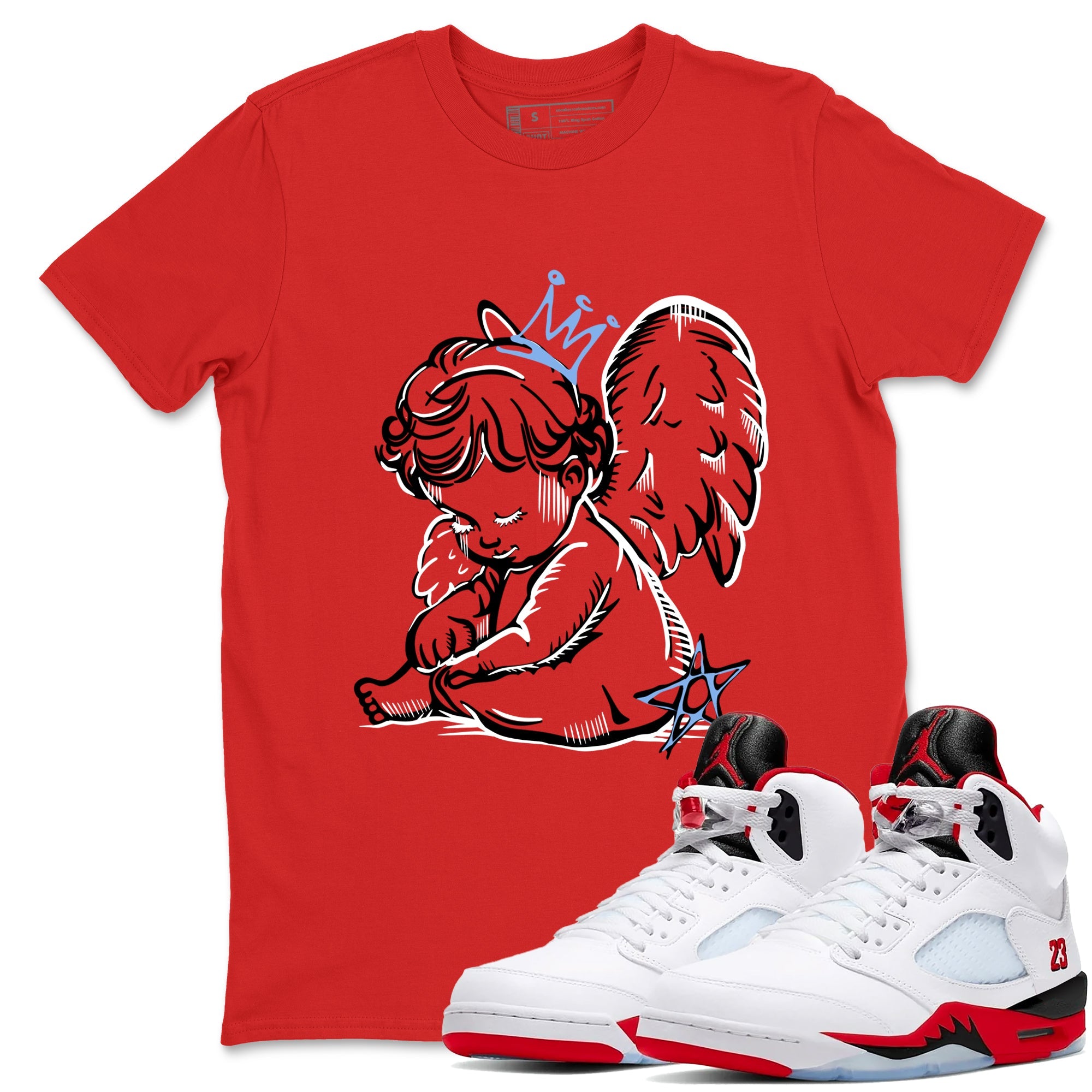 Sneaker match tees  Sneaker Tees To Match Air Jordan 5 Fire Red Shoes  Neon Angel Tee Red 1