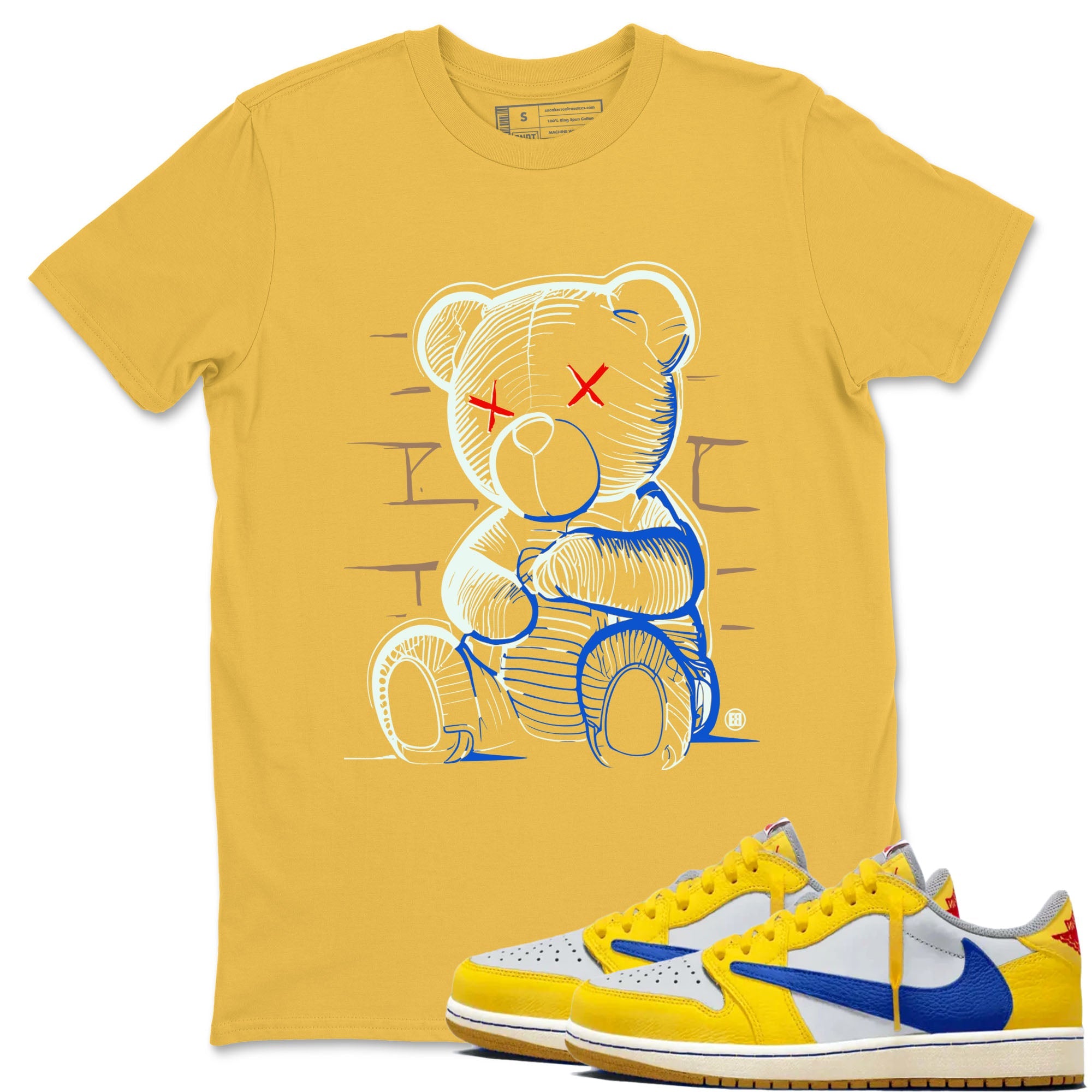 1s Travis Scott Canary shirt to match jordans Neon Bear sneaker tees Air Jordan 1 Travis Scott Canary Drip Gear Zone unisex cotton Daisy 1 crew neck shirt