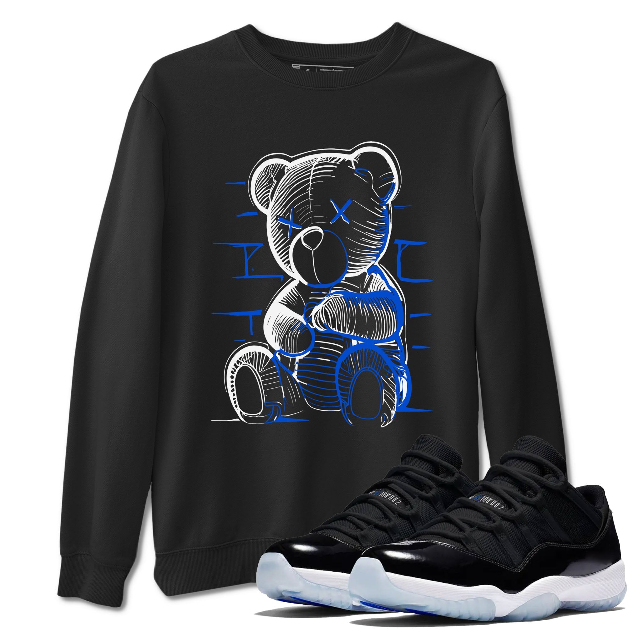 11s Black and Varsity Royal shirt to match jordans Neon Bear sneaker tees AJ11 Black and Varsity Royal Drip Gear Zone unisex cotton Black 1 crew neck shirt