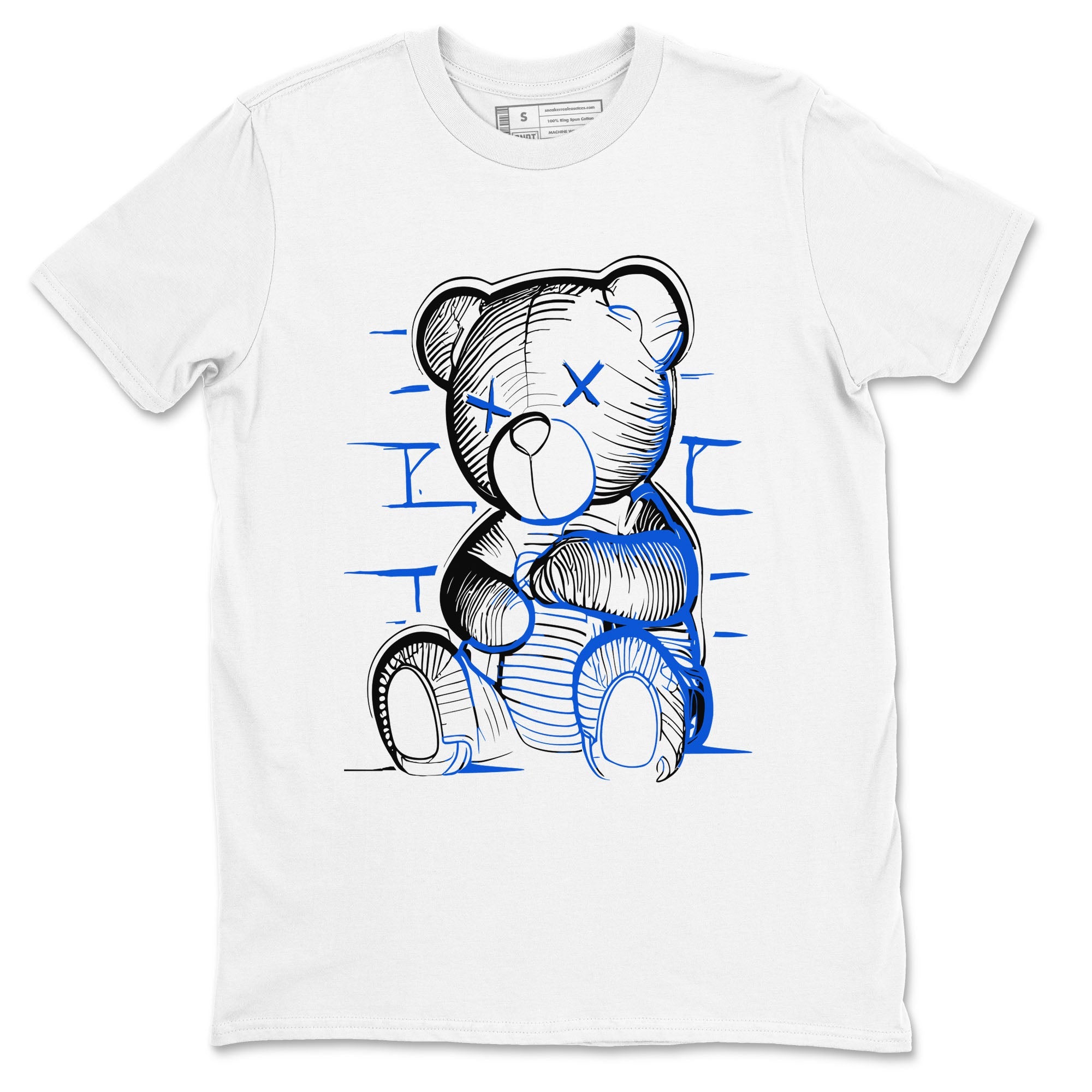 11s Black and Varsity Royal shirt to match jordans Neon Bear sneaker tees AJ11 Black and Varsity Royal Drip Gear Zone unisex cotton White 2 crew neck shirt