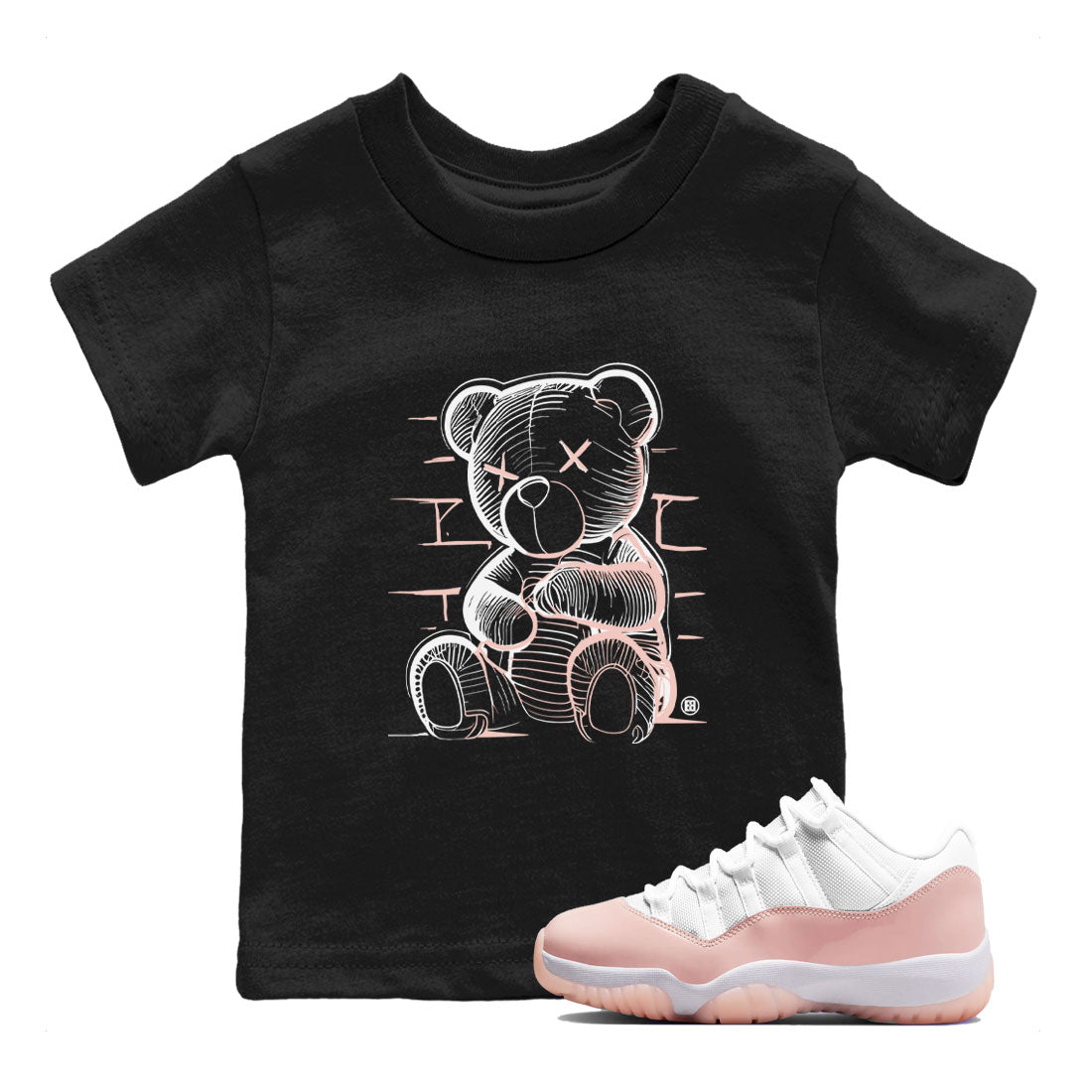 11s Legend Pink shirts to match jordans Neon Bear sneaker match tees Air Jordan 11 Legend Pink Drip Gear Zone streetwear brand Baby and Youth Black 1 cotton tee
