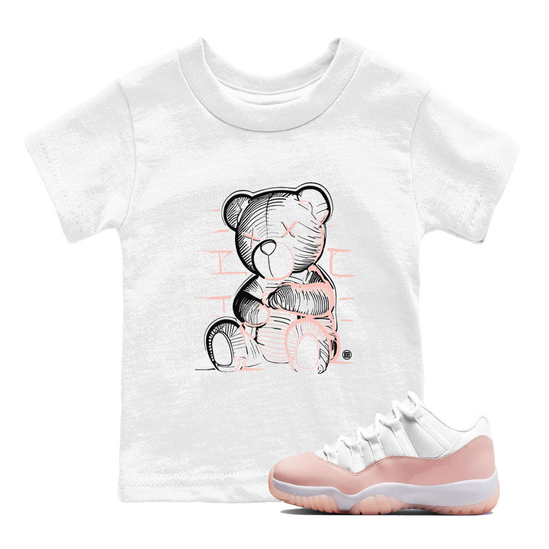 11s Legend Pink shirts to match jordans Neon Bear sneaker match tees Air Jordan 11 Legend Pink Drip Gear Zone streetwear brand Baby and Youth White 1 cotton tee