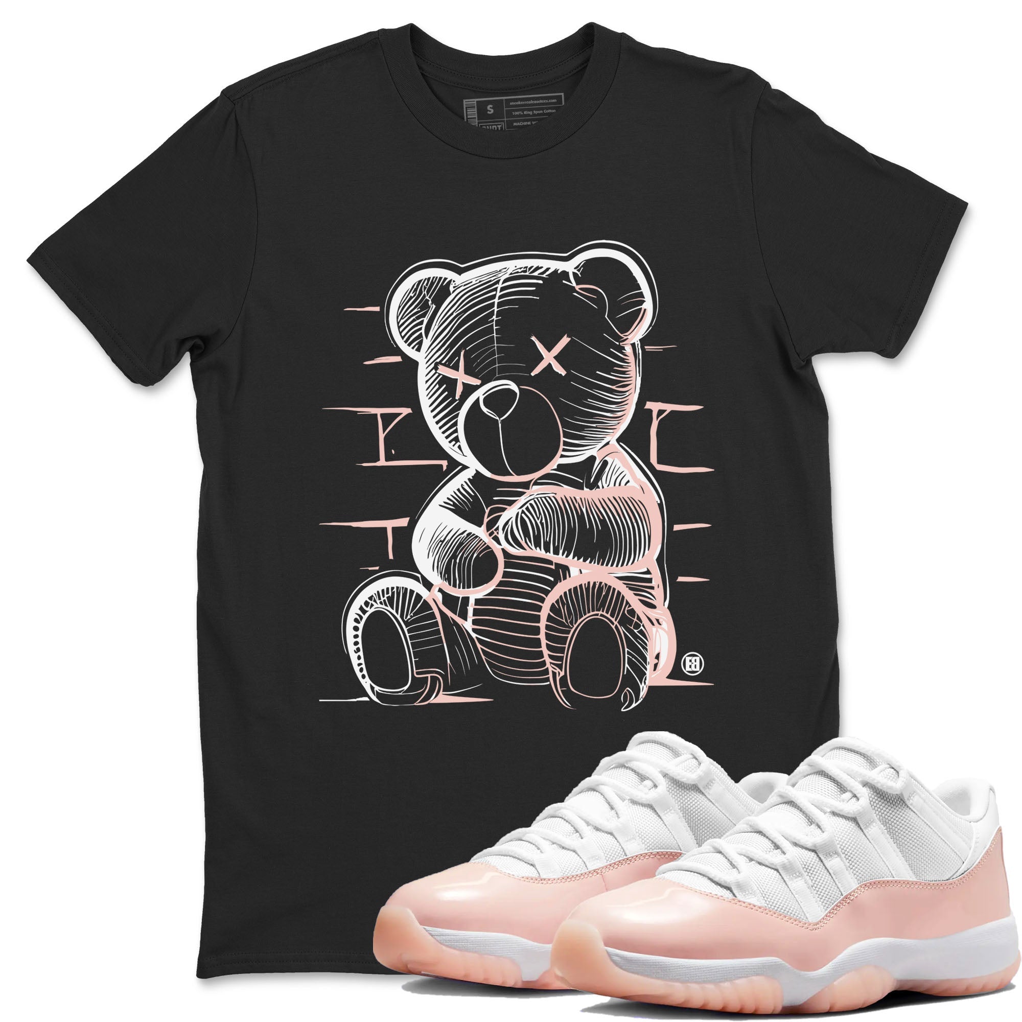 11s Legend Pink shirts to match jordans Neon Bear sneaker match tees Air Jordan 11 Legend Pink Drip Gear Zone streetwear brand Black 1 unisex cotton tee
