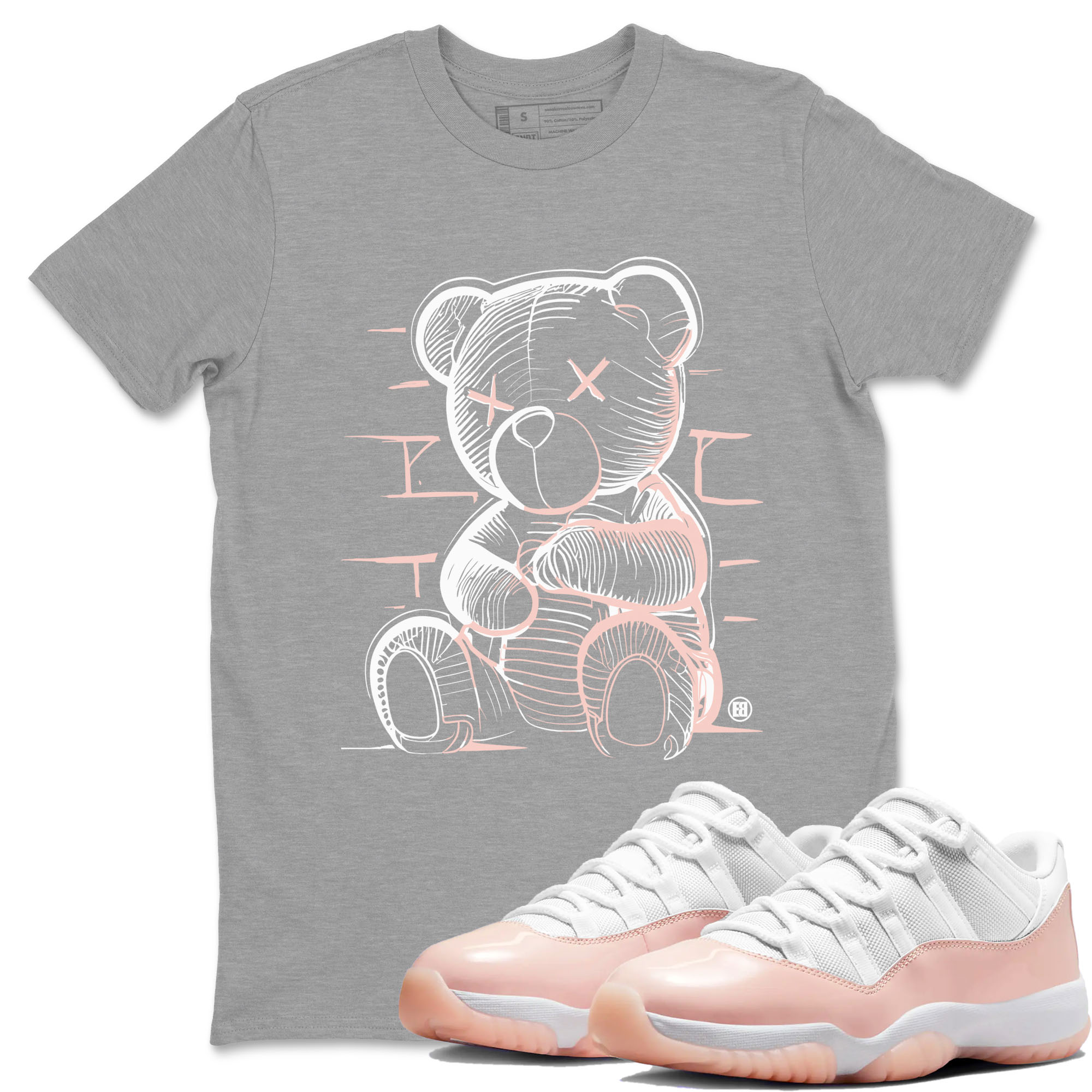 11s Legend Pink shirts to match jordans Neon Bear sneaker match tees Air Jordan 11 Legend Pink Drip Gear Zone streetwear brand Heather Grey 1 unisex cotton tee