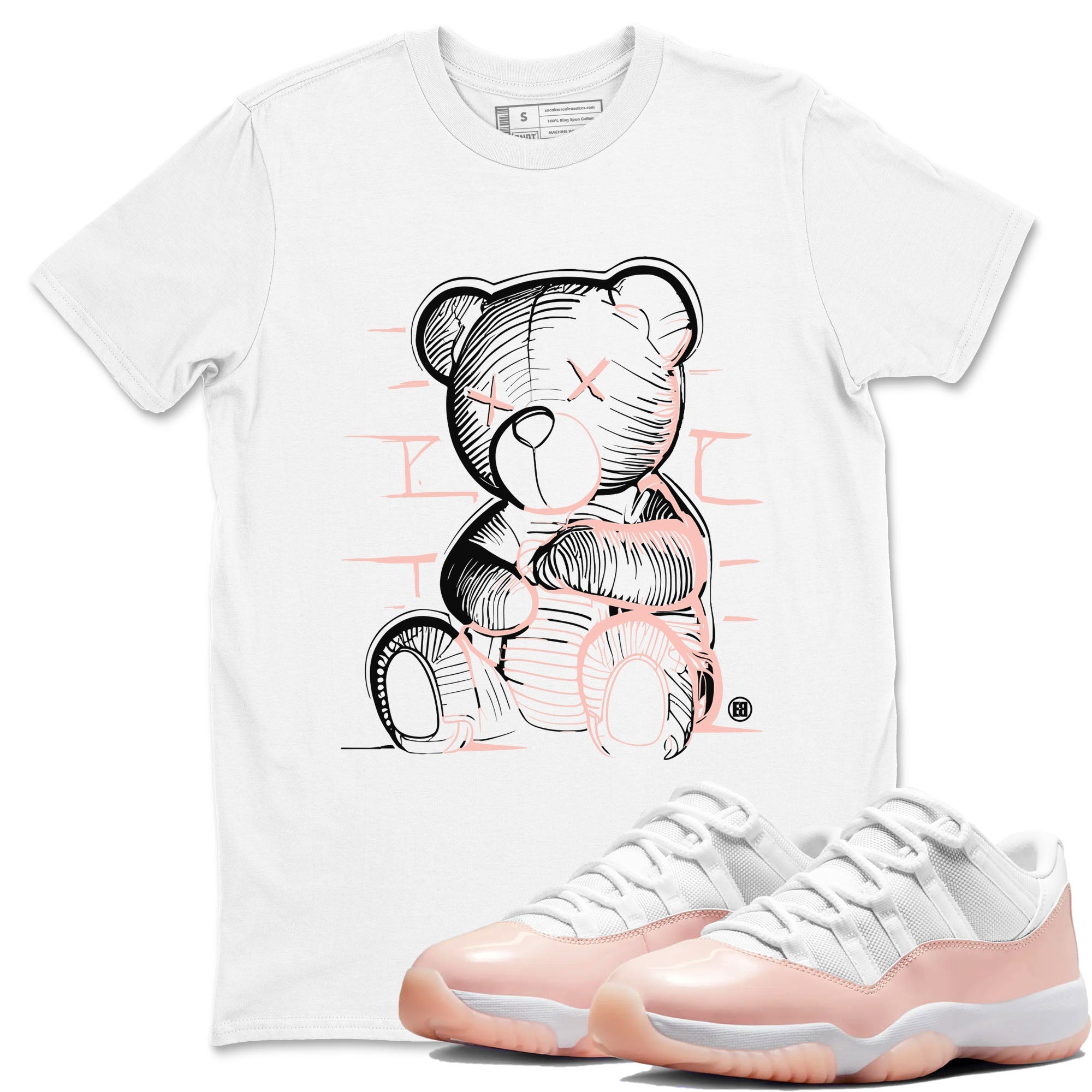 11s Legend Pink shirts to match jordans Neon Bear sneaker match tees Air Jordan 11 Legend Pink Drip Gear Zone streetwear brand White 1 unisex cotton tee