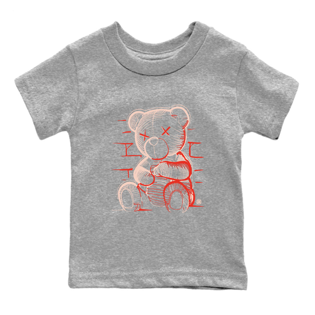 13s Dune Red shirts to match jordans Neon Bear sneaker match tees Air Jordan 13 Dune Red Drip Gear Zone streetwear brand Baby and Youth Heather Grey 2 cotton tee