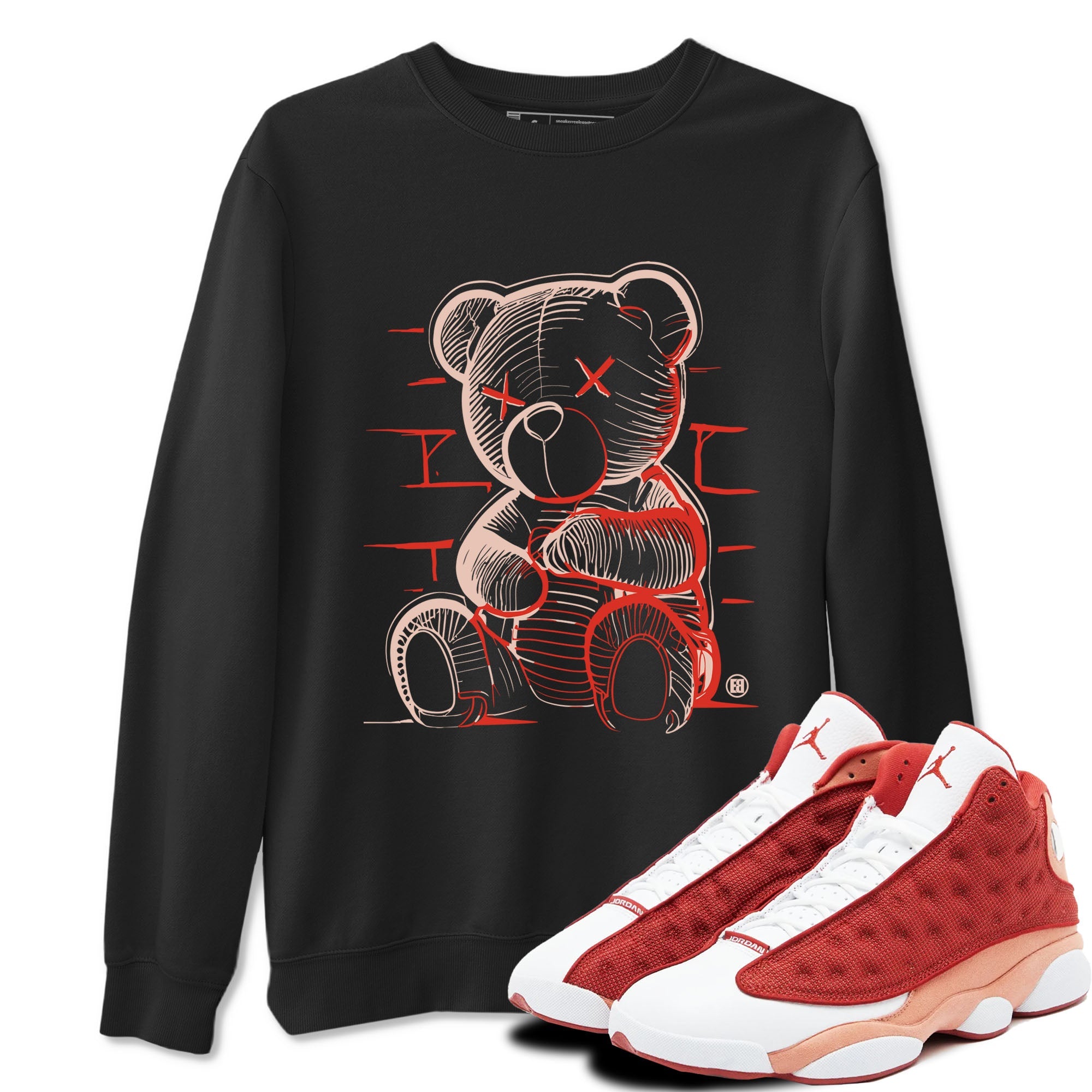 13s Dune Red shirts to match jordans Neon Bear sneaker match tees Air Jordan 13 Dune Red Drip Gear Zone streetwear brand Black 1 unisex cotton tee