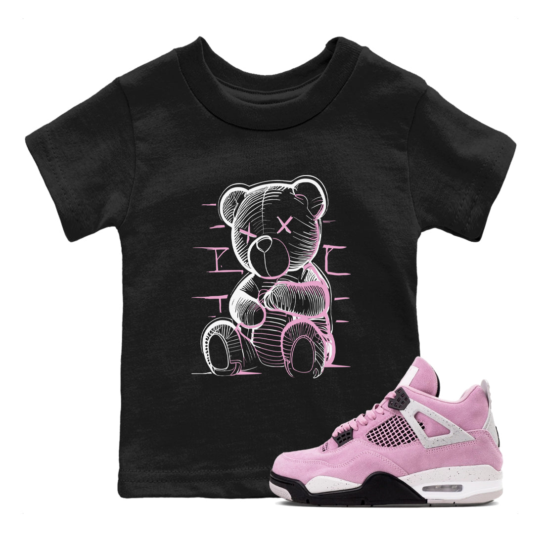 4s Retro Orchid shirts to match jordans Neon Bear sneaker match tees Air Jordan 4 WMNS Orchid match shoes to clothes Drip Gear Zone Youth Baby Black 1 tee