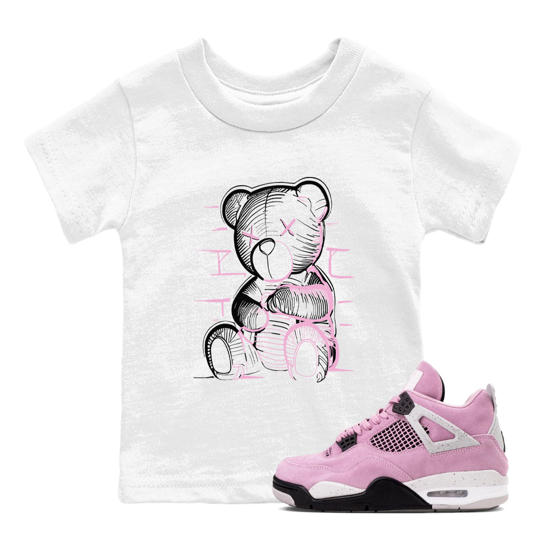 4s Retro Orchid shirts to match jordans Neon Bear sneaker match tees Air Jordan 4 WMNS Orchid match shoes to clothes Drip Gear Zone Youth Baby White 1 tee