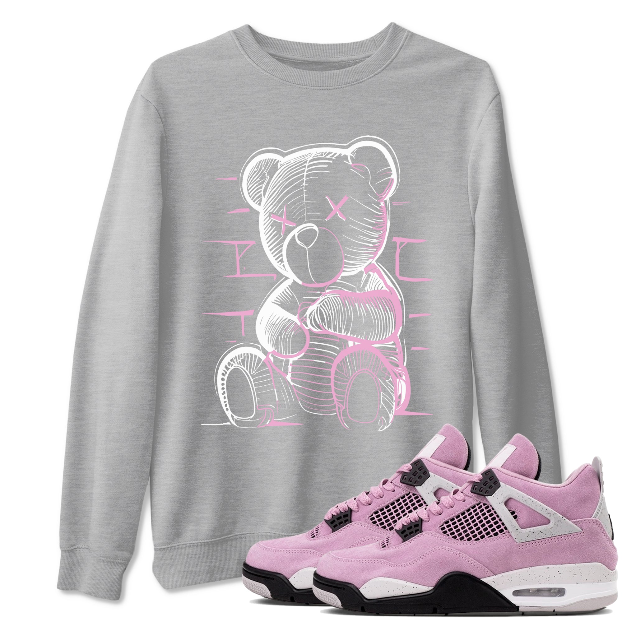 4s Retro Orchid shirts to match jordans Neon Bear sneaker match tees Air Jordan 4 WMNS Orchid match shoes to clothes Drip Gear Zone unisex cotton Heather Grey 1 shirts