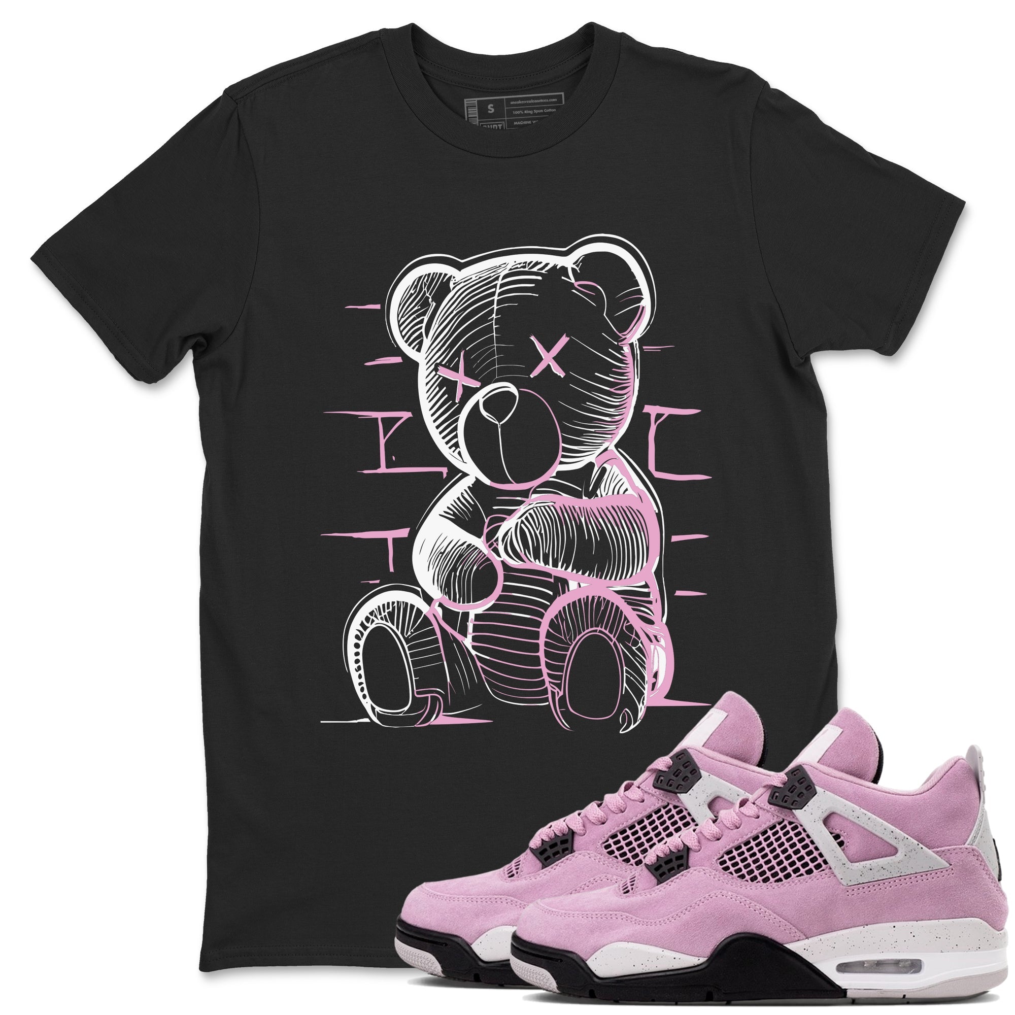 4s Retro Orchid shirts to match jordans Neon Bear sneaker match tees Air Jordan 4 WMNS Orchid match shoes to clothes Drip Gear Zone unisex cotton Black 1 shirts