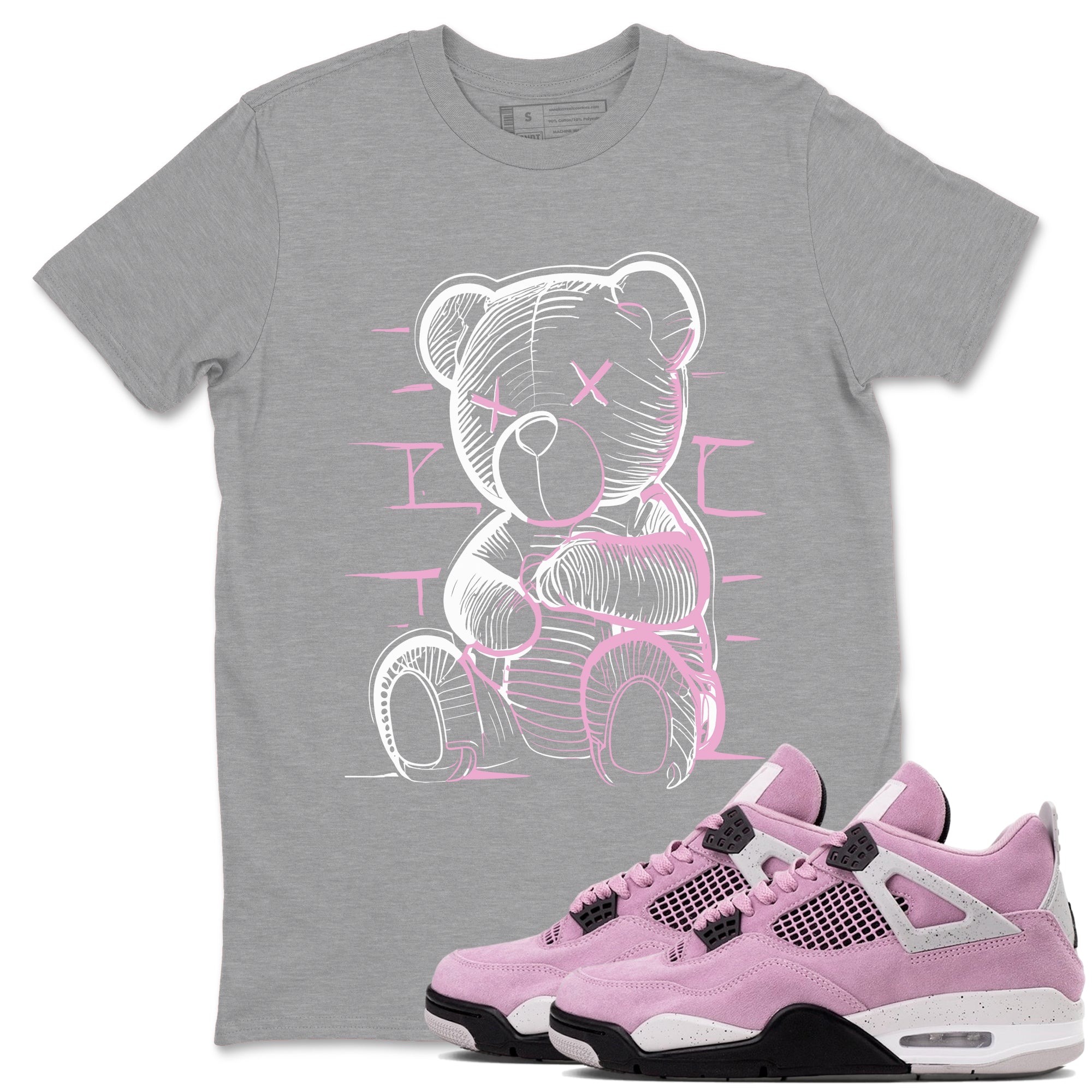 4s Retro Orchid shirts to match jordans Neon Bear sneaker match tees Air Jordan 4 WMNS Orchid match shoes to clothes Drip Gear Zone unisex cotton Heather Grey 1 shirts