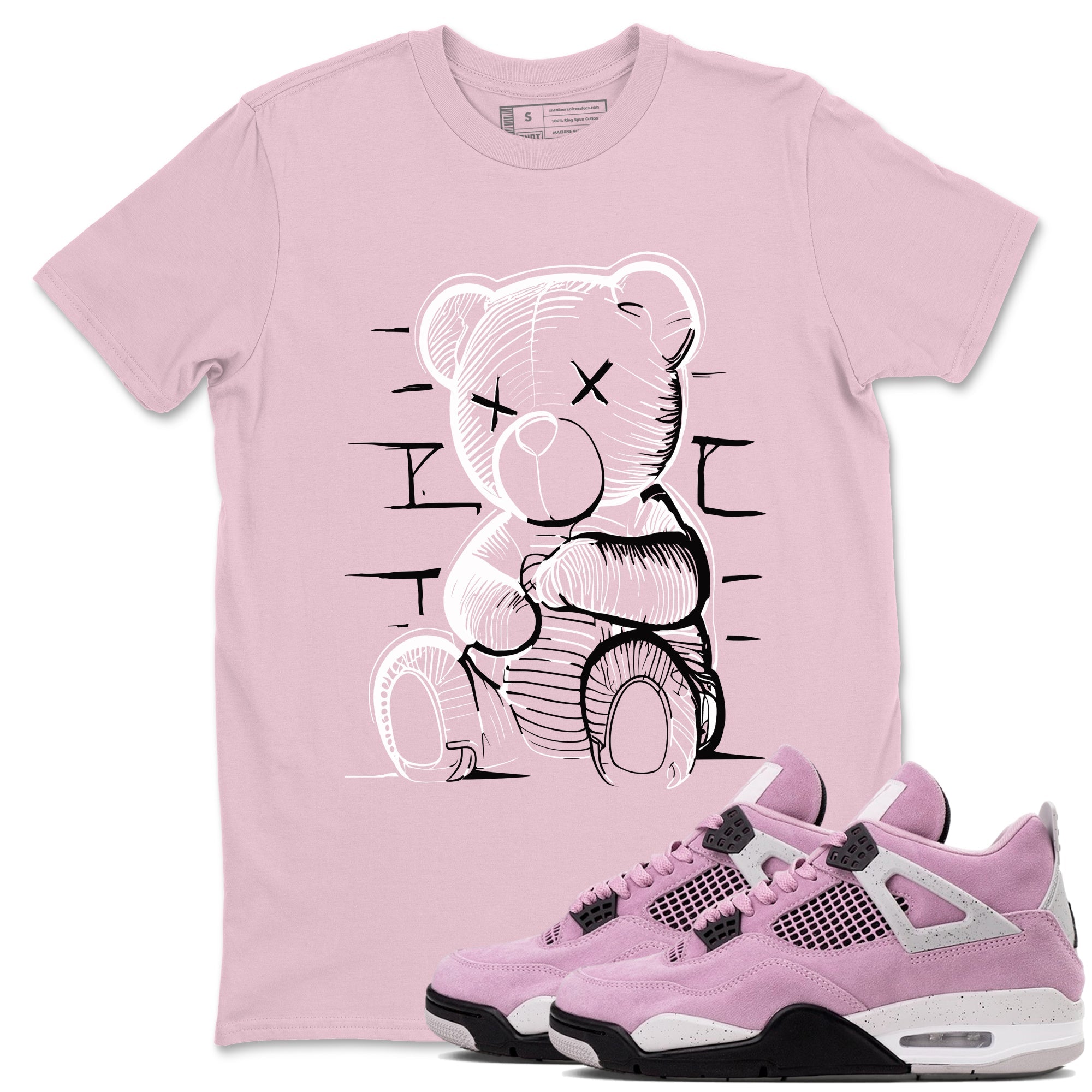 4s Retro Orchid shirts to match jordans Neon Bear sneaker match tees Air Jordan 4 WMNS Orchid match shoes to clothes Drip Gear Zone unisex cotton Pink 1 shirts