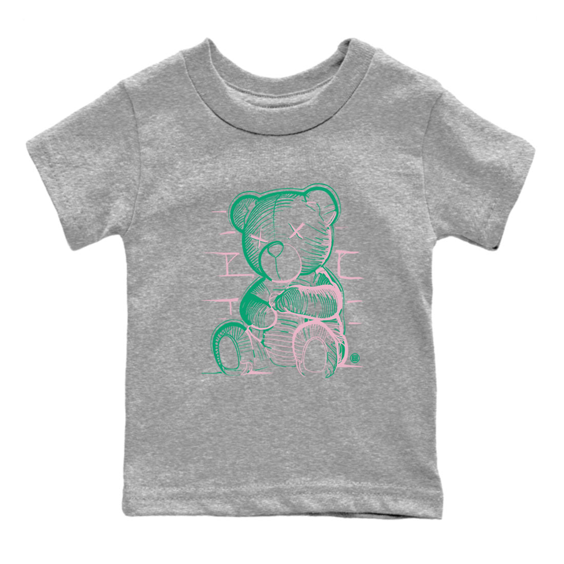 Dunk Low Medium Soft Pink Malachite shirt to match jordans Neon Bear sneaker tees Dunks Medium Soft Pink Malachite Streetwear Brand Drip Gear Zone baby toddler Heather Grey 2 cotton Shirt