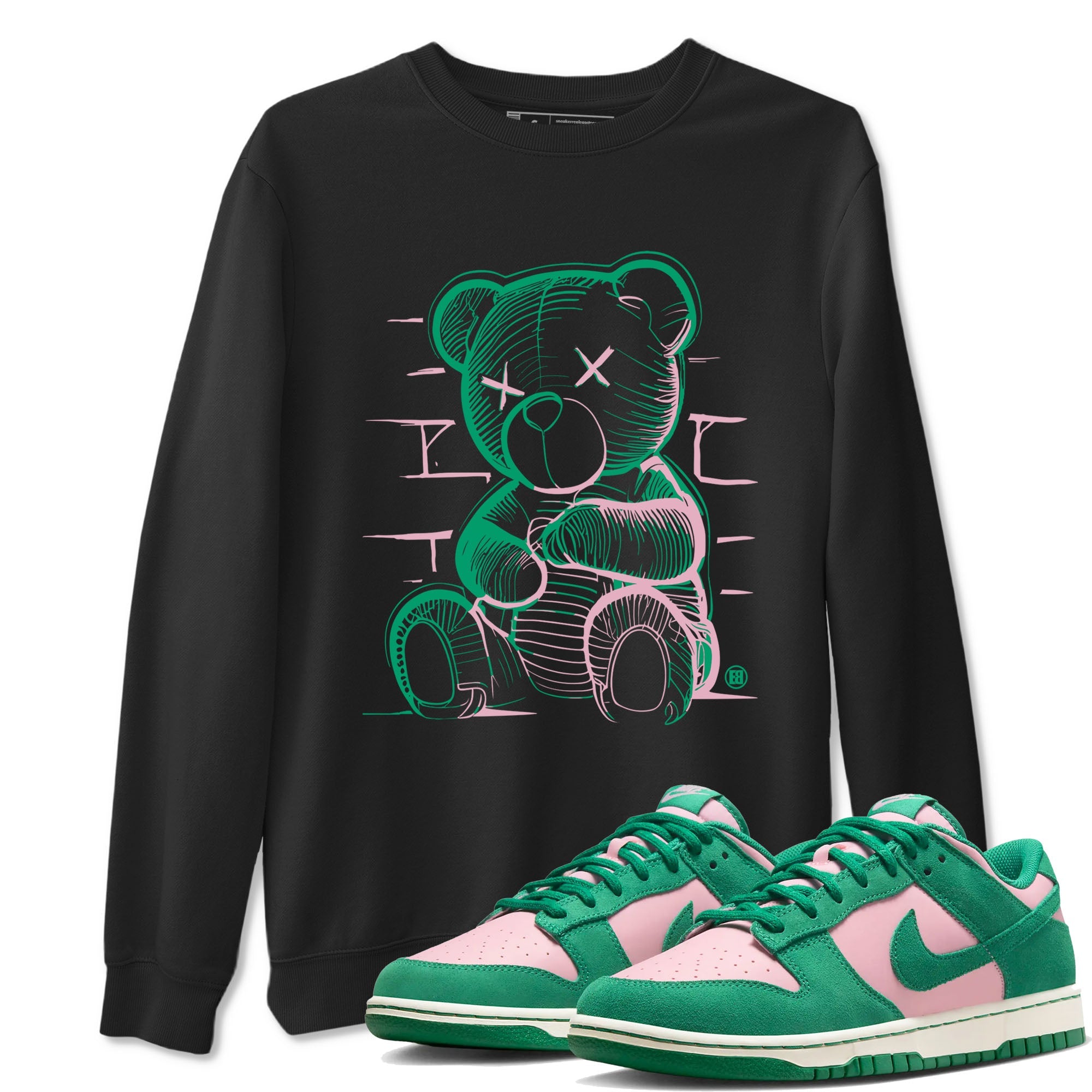 Dunk Low Medium Soft Pink Malachite shirt to match jordans Neon Bear sneaker tees Dunks Medium Soft Pink Malachite Streetwear Brand Drip Gear Zone unisex cotton Black 1 crew neck shirt
