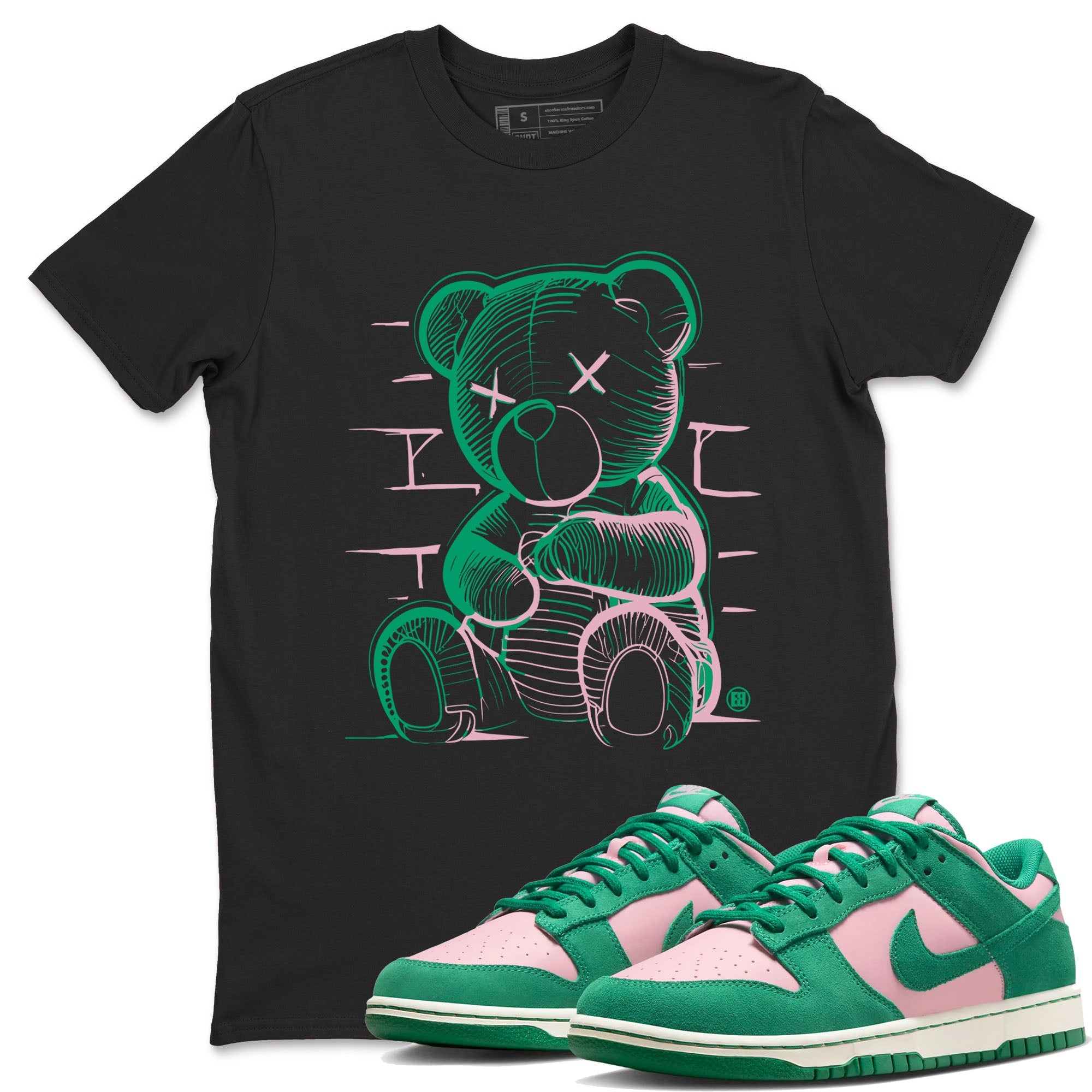 Dunk Low Medium Soft Pink Malachite shirt to match jordans Neon Bear sneaker tees Dunks Medium Soft Pink Malachite Streetwear Brand Drip Gear Zone unisex cotton Black 1 crew neck shirt