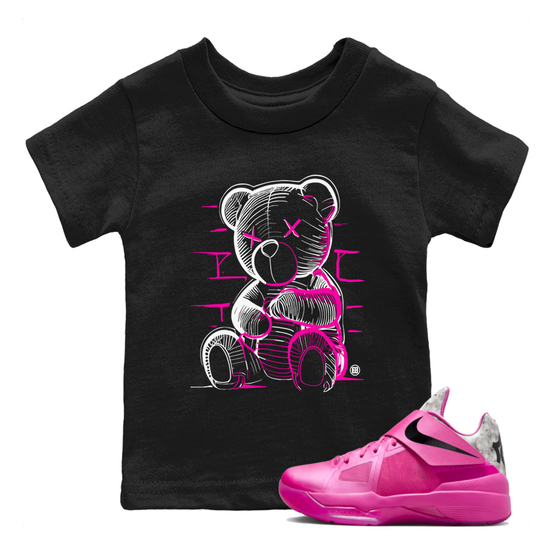 Nike KD 4 Retro Aunt Pearl shirts to match jordans Neon Bear sneaker match tees Nike KD 4 Aunt Pearl match shoes to clothes Drip Gear Zone Youth Baby Black 1 tee