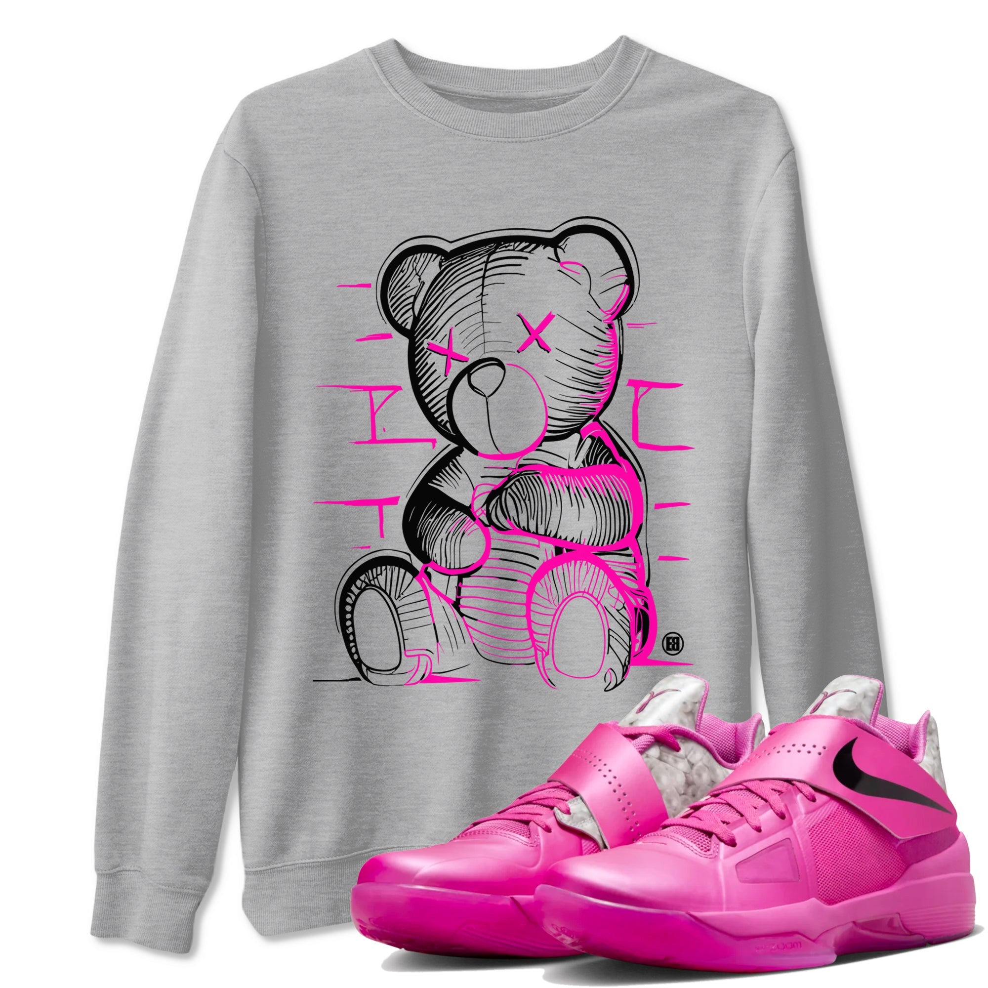 Nike KD 4 Retro Aunt Pearl shirts to match jordans Neon Bear sneaker match tees Nike KD 4 Aunt Pearl match shoes to clothes Drip Gear Zone unisex cotton Heather Grey 1 shirts