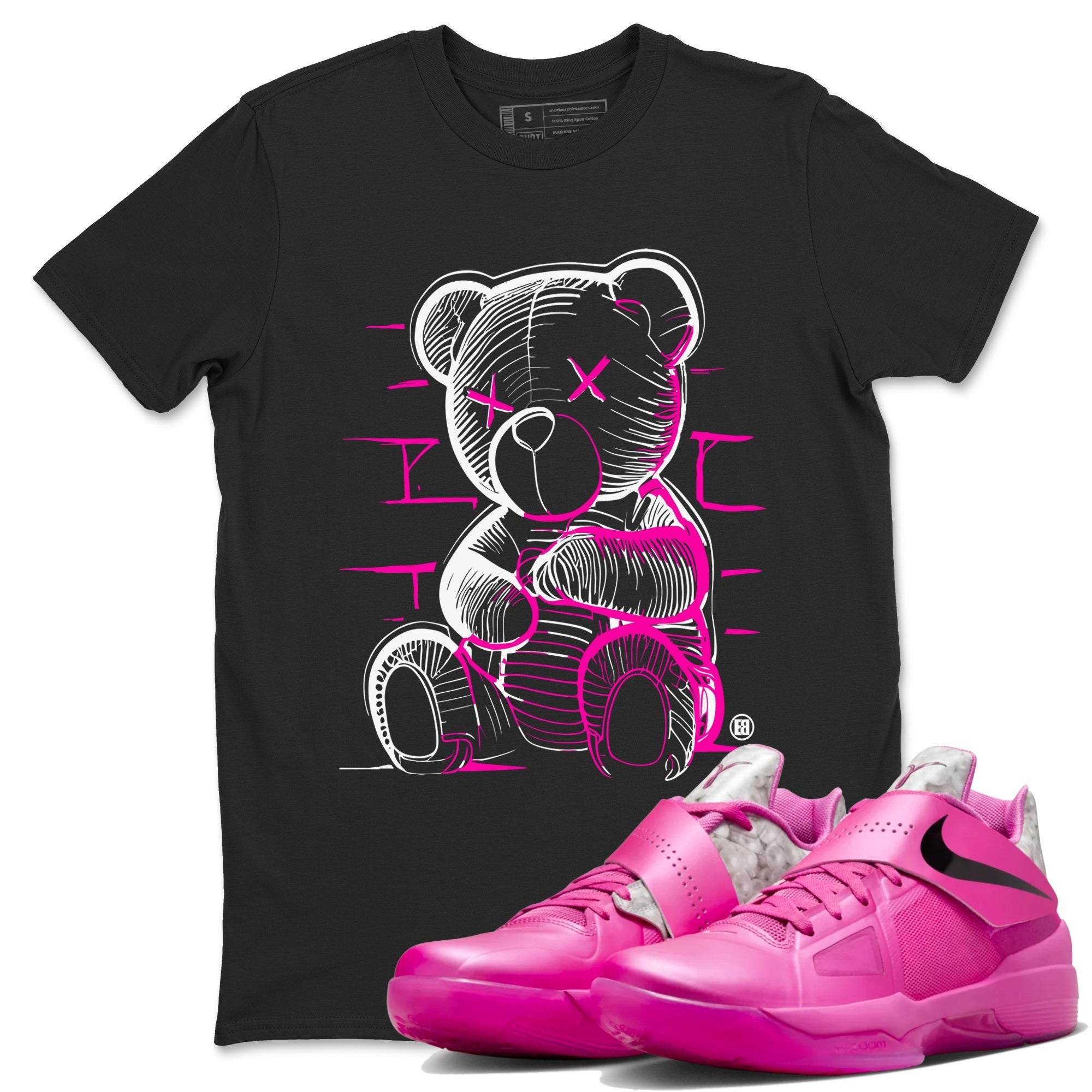 Nike KD 4 Retro Aunt Pearl shirts to match jordans Neon Bear sneaker match tees Nike KD 4 Aunt Pearl match shoes to clothes Drip Gear Zone unisex cotton Black 1 shirts