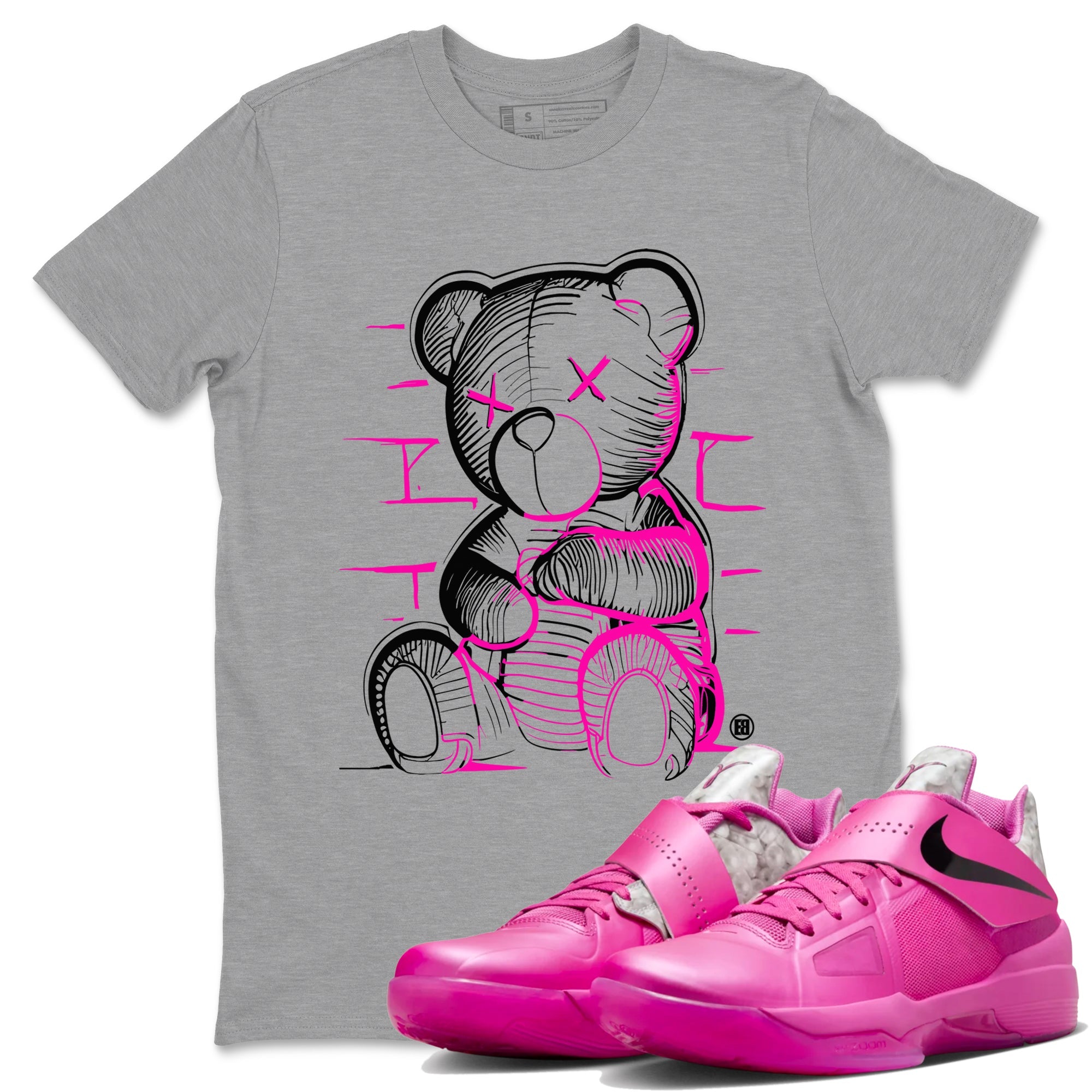 Nike KD 4 Retro Aunt Pearl shirts to match jordans Neon Bear sneaker match tees Nike KD 4 Aunt Pearl match shoes to clothes Drip Gear Zone unisex cotton Heather Grey 1 shirts