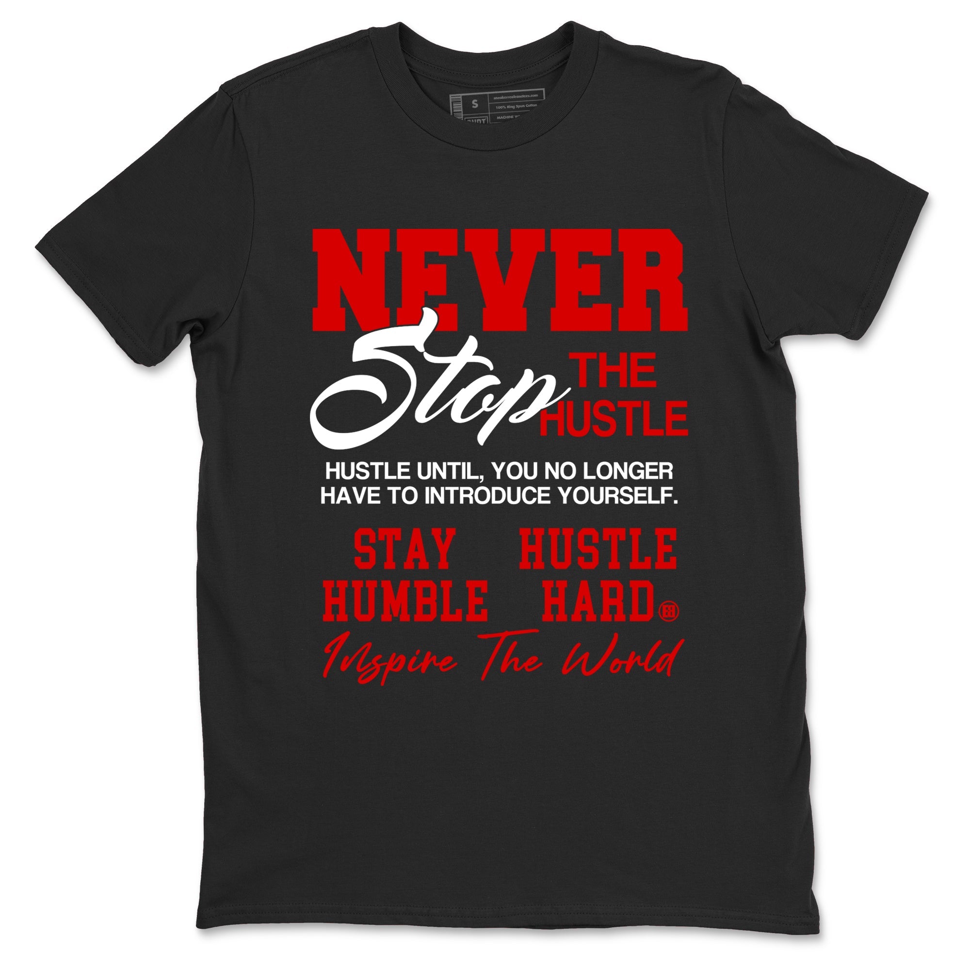 5s Fire Red Sneaker match tees  Sneaker Tees To Match Jordan 5 Retro Fire Red Sneakers  Never Stop The Hustle Graphic Tee Black 2