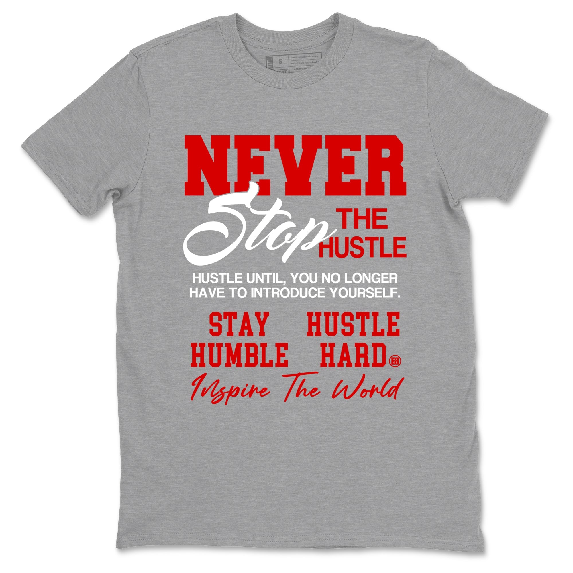 5s Fire Red Sneaker match tees  Sneaker Tees To Match Jordan 5 Retro Fire Red Sneakers  Never Stop The Hustle Graphic Tee Heather Grey 2
