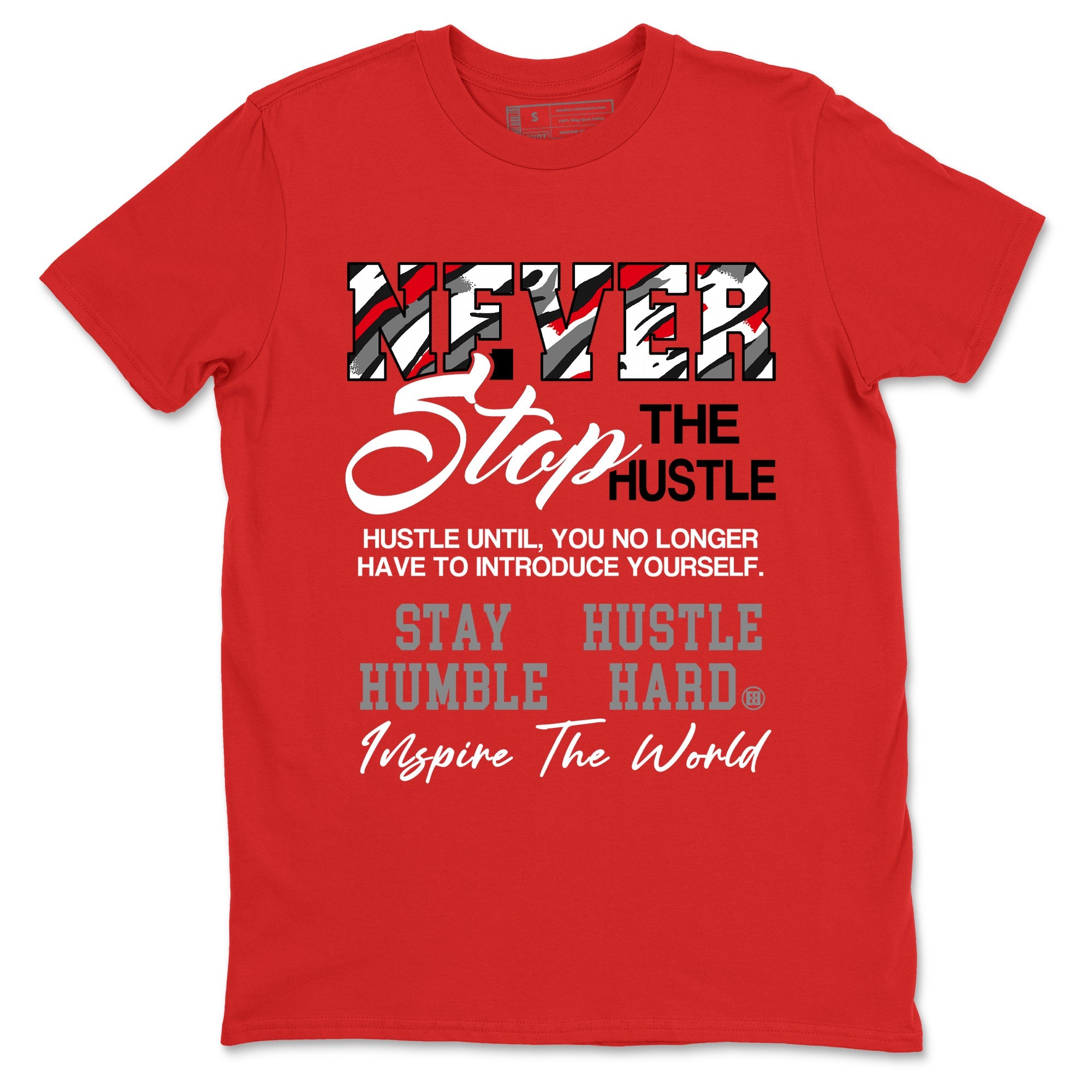 Sneaker Threads  Sneaker Tees To Match Air Jordan 8 Bunny  Never Stop The Hustle Graphic Tee Red 2. Perfect for Jordan releases 2025 colorways.