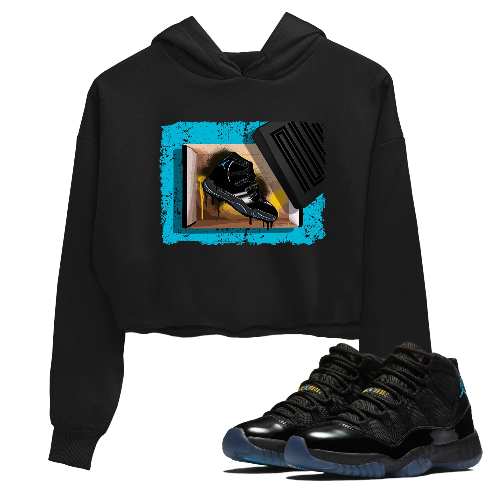 Sneaker Threads  Sneaker Tees To Match Air Jordan 11 Retro Gamma  New Kicks Crop Tee Black 1. Perfect for Jordan releases 2025 colorways.