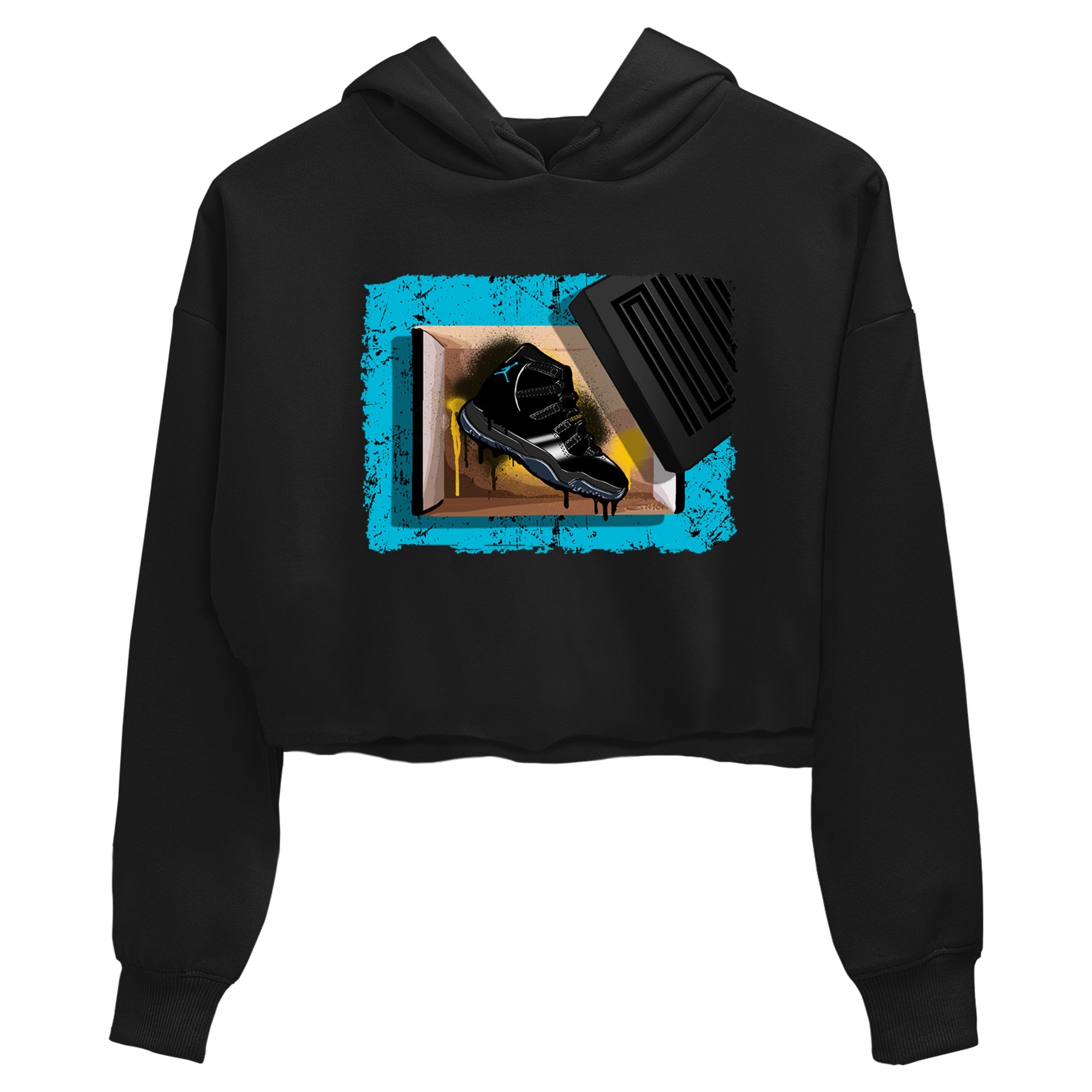 Sneaker Threads  Sneaker Tees To Match Air Jordan 11 Retro Gamma  New Kicks Crop Tee Black 2. Perfect for Jordan releases 2025 colorways.