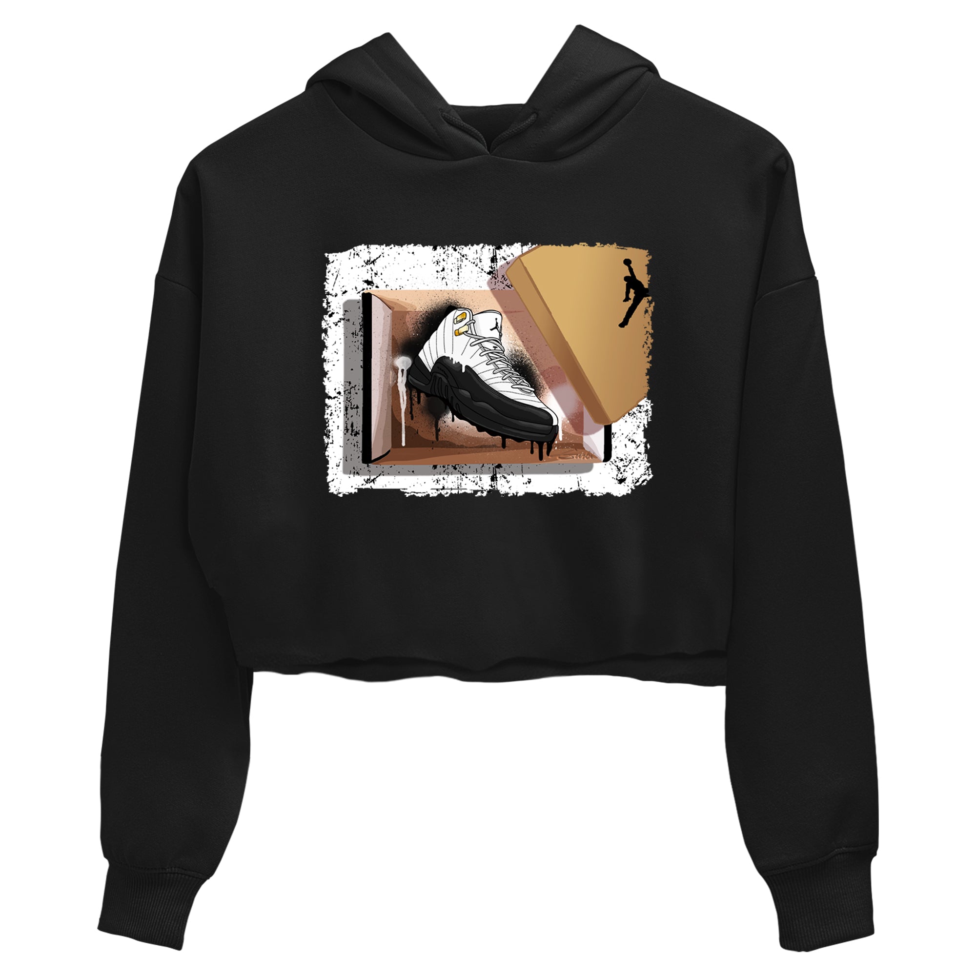 Sneaker Threads  Sneaker Tees To Match Air Jordan 12 Taxi  New Kicks Crop Tee Black 2. Perfect for Jordan releases 2025 colorways.