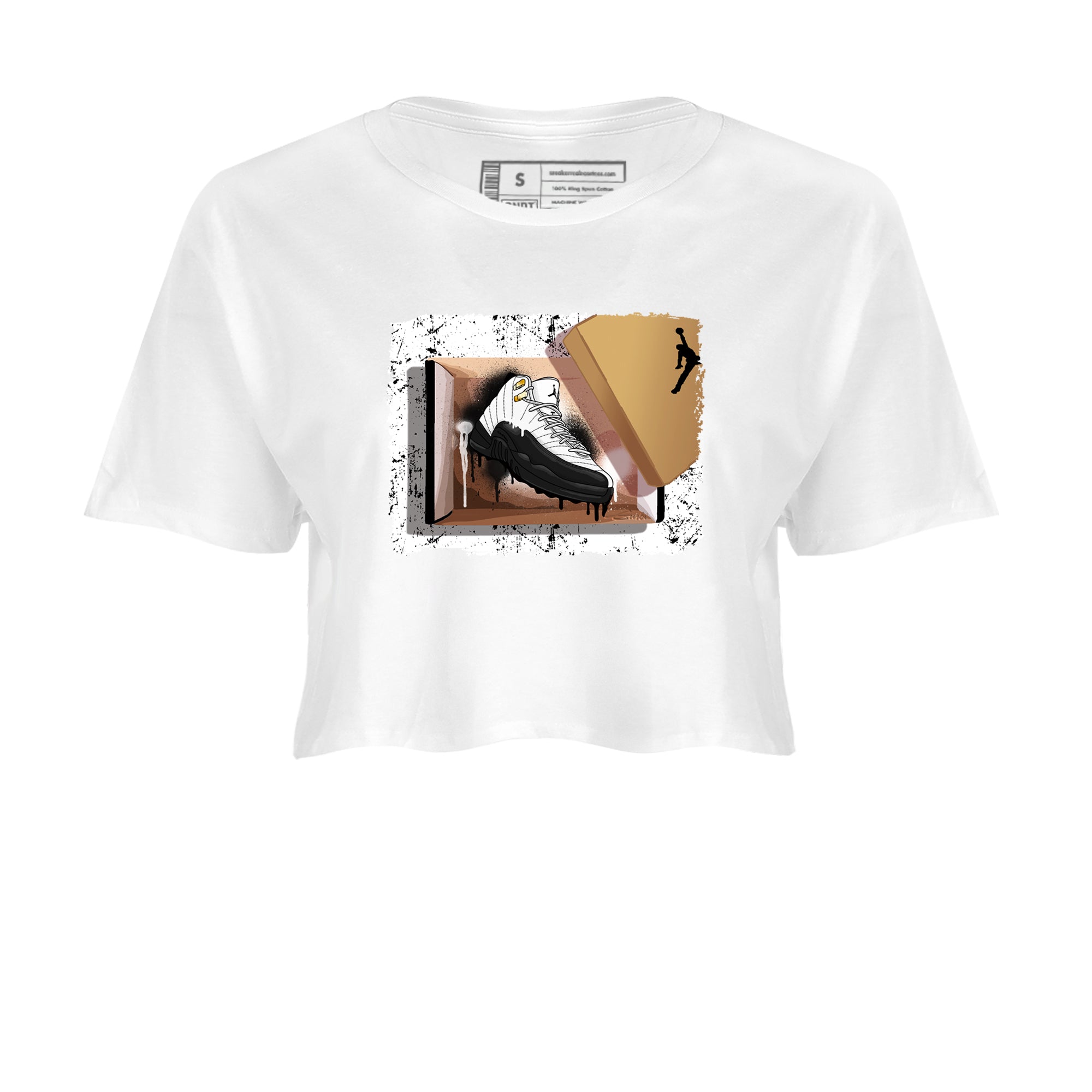 Sneaker Threads  Sneaker Tees To Match Air Jordan 12 Taxi  New Kicks Crop Tee White 2. Perfect for Jordan releases 2025 colorways.