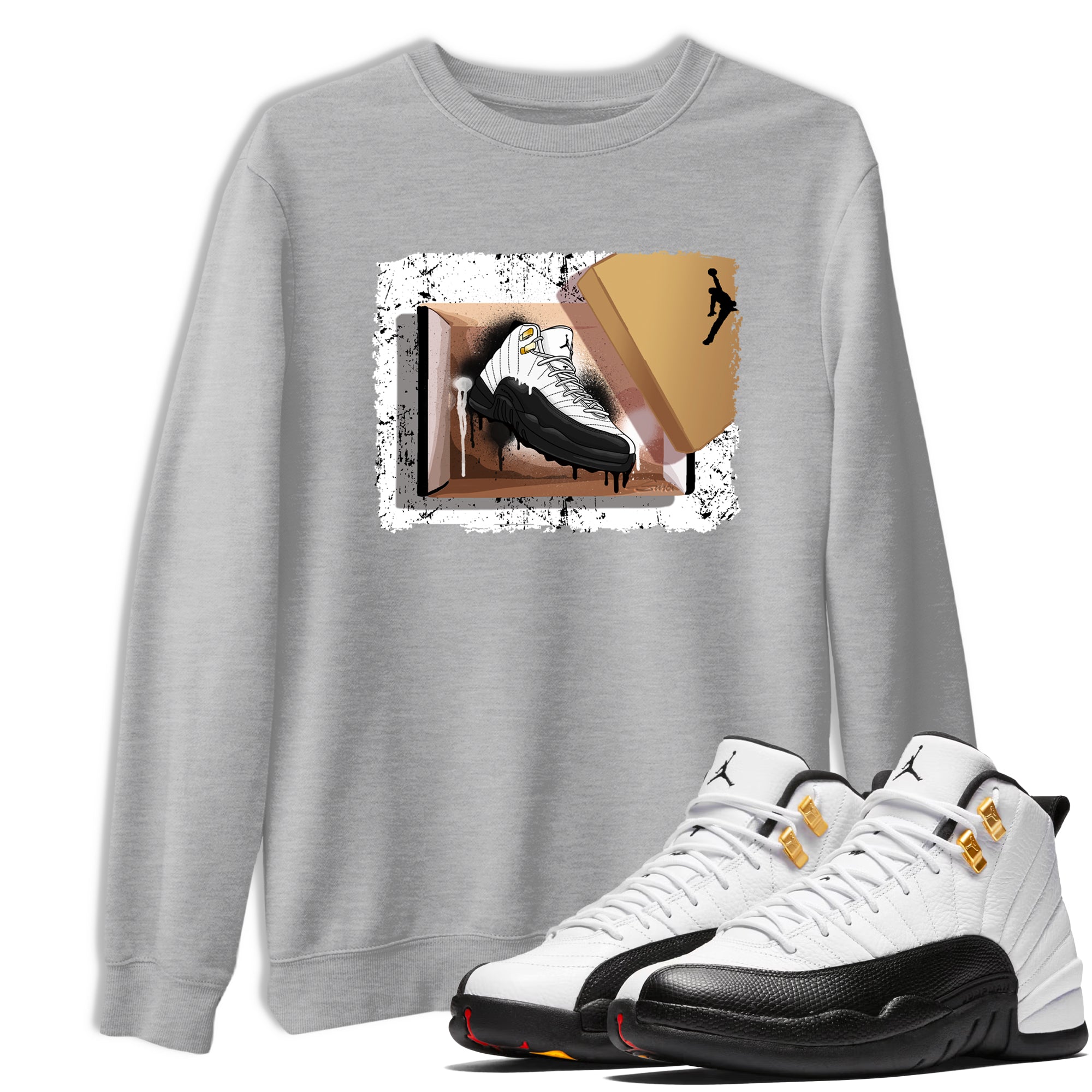 Sneaker Threads  Sneaker Tees To Match Air Jordan 12 Taxi  New Kicks Graphic Tee Heather Grey 1. Perfect for Jordan releases 2025 colorways.