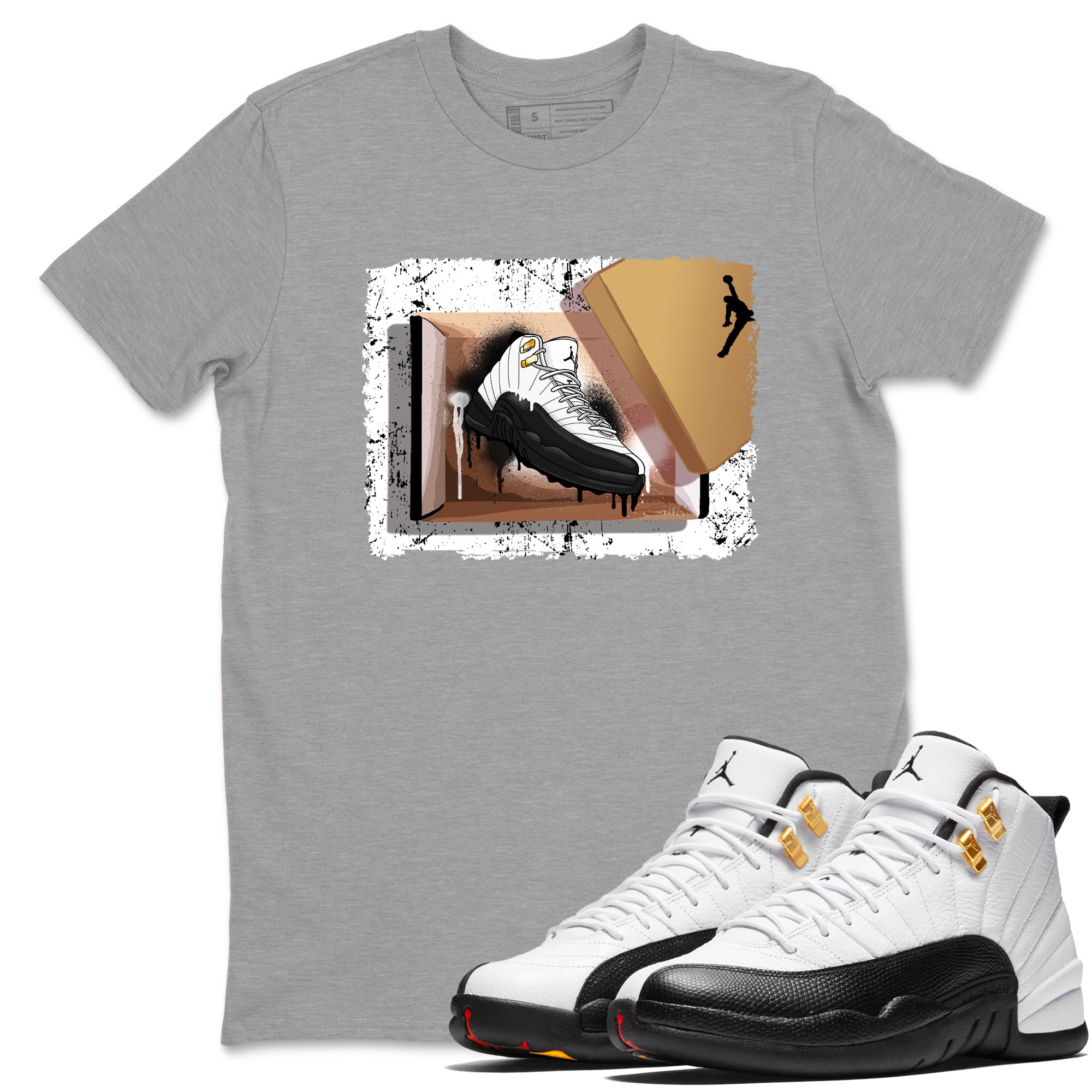 Sneaker Threads  Sneaker Tees To Match Air Jordan 12 Taxi  New Kicks Graphic Tee Heather Grey 1. Perfect for Jordan releases 2025 colorways.