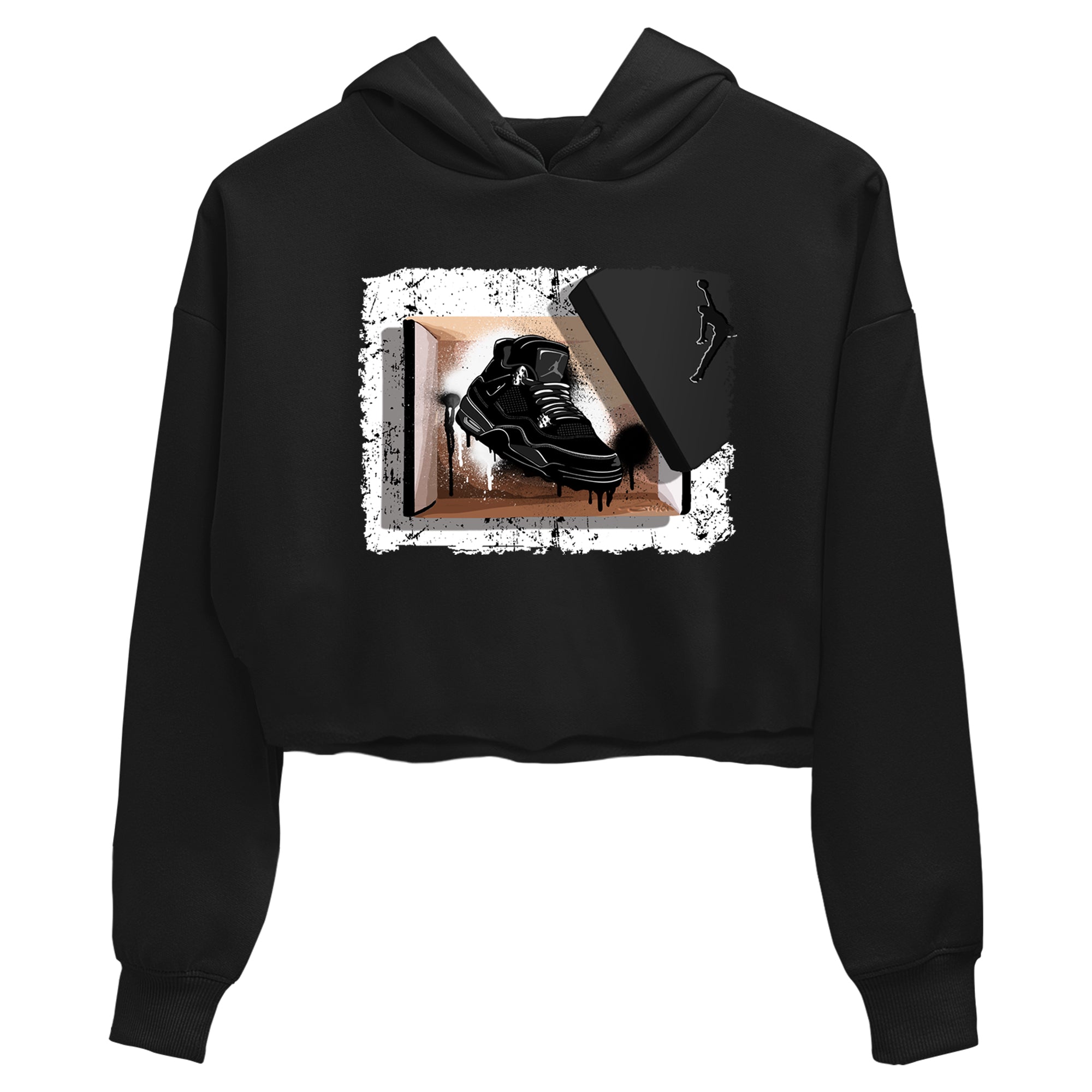 Sneaker Threads  Sneaker Tees To Match Air Jordan 4 Black Cat  New Kicks Crop Tee Black 2. Perfect for Jordan releases 2025 colorways.