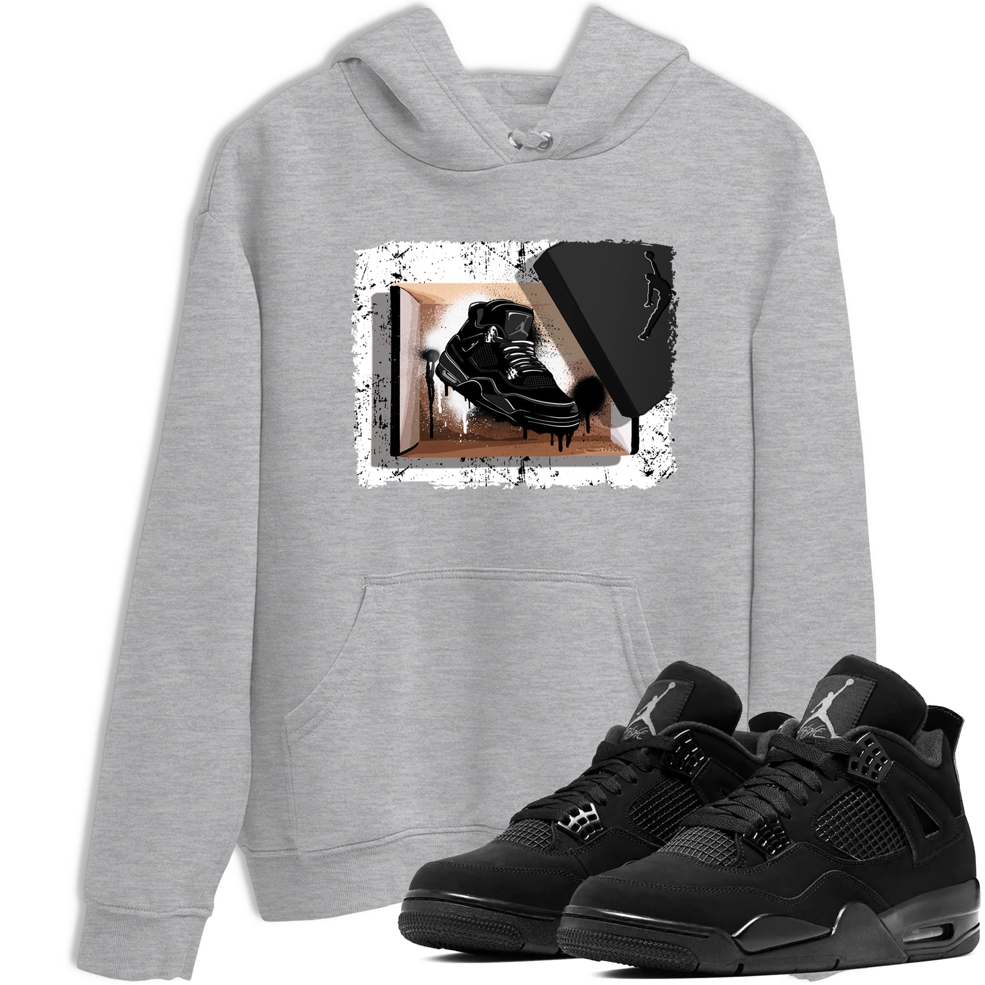 Sneaker Threads  Sneaker Tees To Match Air Jordan 4 Black Cat  New Kicks Graphic Tee Heather Grey 1. Perfect for Jordan releases 2025 colorways.