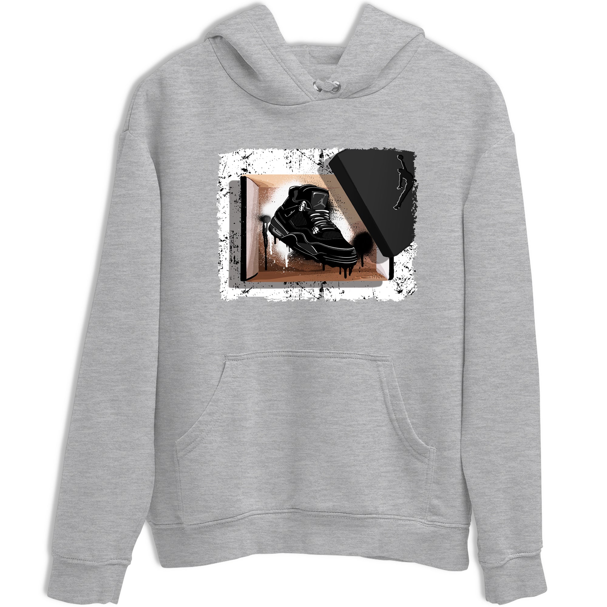 Sneaker Threads  Sneaker Tees To Match Air Jordan 4 Black Cat  New Kicks Graphic Tee Heather Grey 2. Perfect for Jordan releases 2025 colorways.