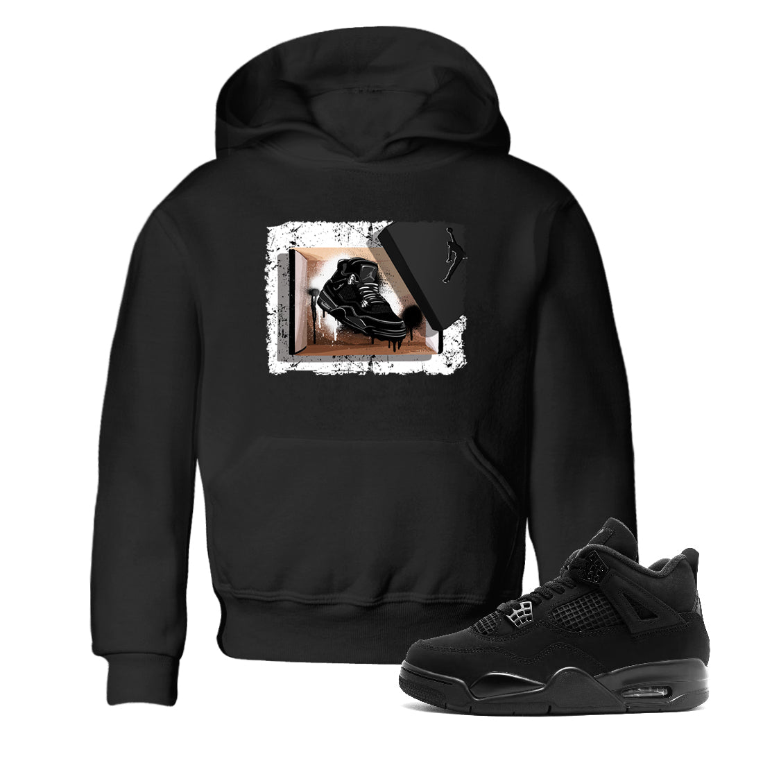 Sneaker Threads  Sneaker Tees To Match Air Jordan 4 Black Cat  New Kicks Youth Graphic Tee Black 1. Perfect for Jordan releases 2025 colorways.
