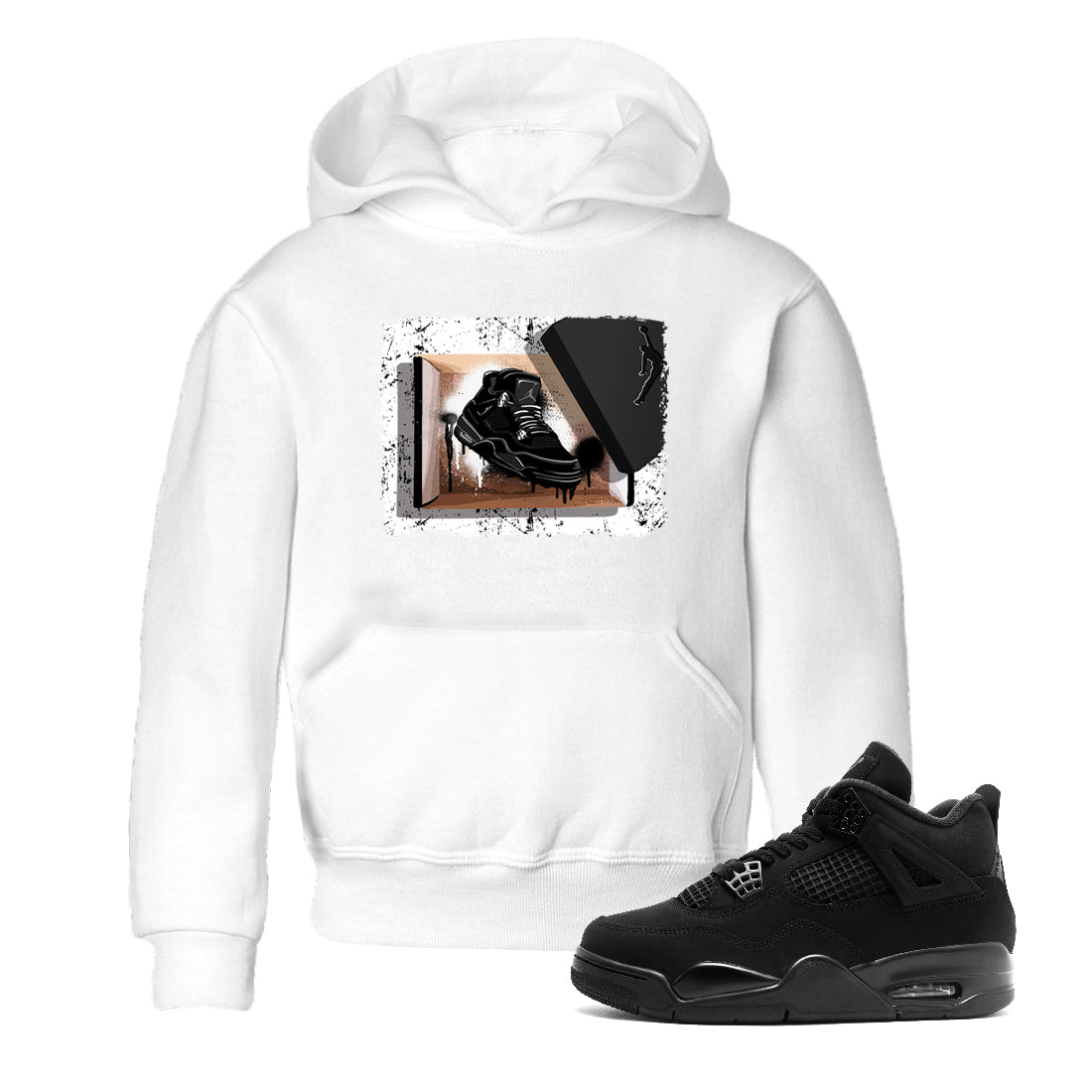 Sneaker Threads  Sneaker Tees To Match Air Jordan 4 Black Cat  New Kicks Youth Graphic Tee White 1. Perfect for Jordan releases 2025 colorways.