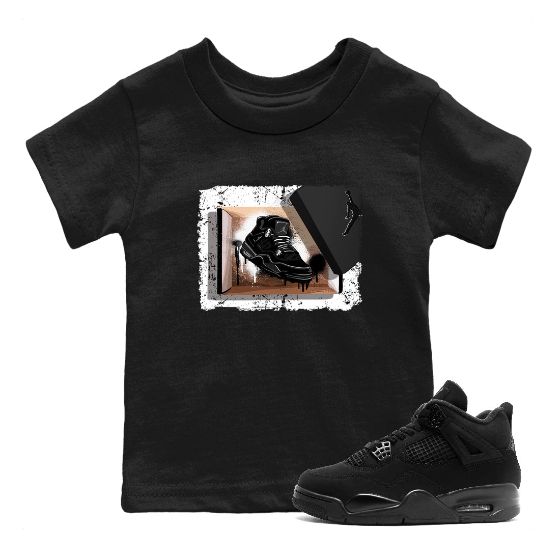Sneaker Threads  Sneaker Tees To Match Air Jordan 4 Black Cat  New Kicks Youth Graphic Tee Black 1. Perfect for Jordan releases 2025 colorways.