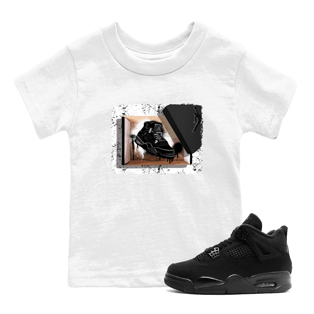 Sneaker Threads  Sneaker Tees To Match Air Jordan 4 Black Cat  New Kicks Youth Graphic Tee White 1. Perfect for Jordan releases 2025 colorways.