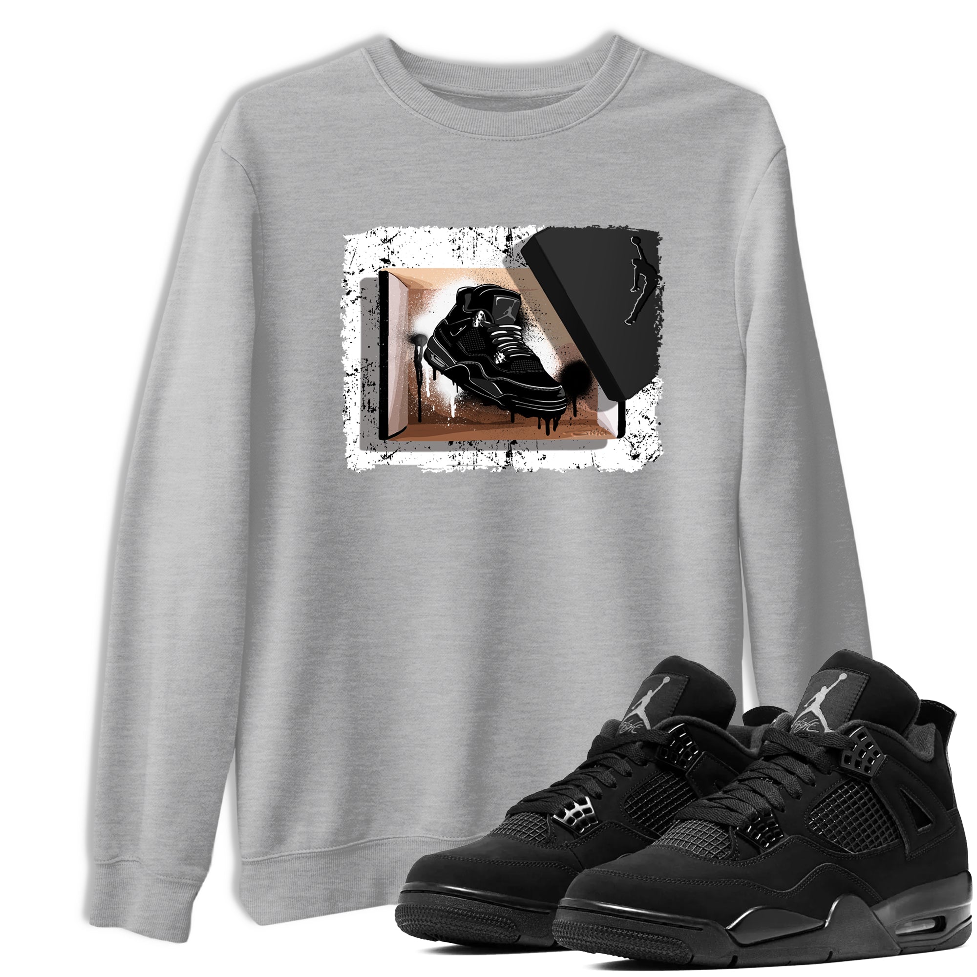 Sneaker Threads  Sneaker Tees To Match Air Jordan 4 Black Cat  New Kicks Graphic Tee Heather Grey 1. Perfect for Jordan releases 2025 colorways.