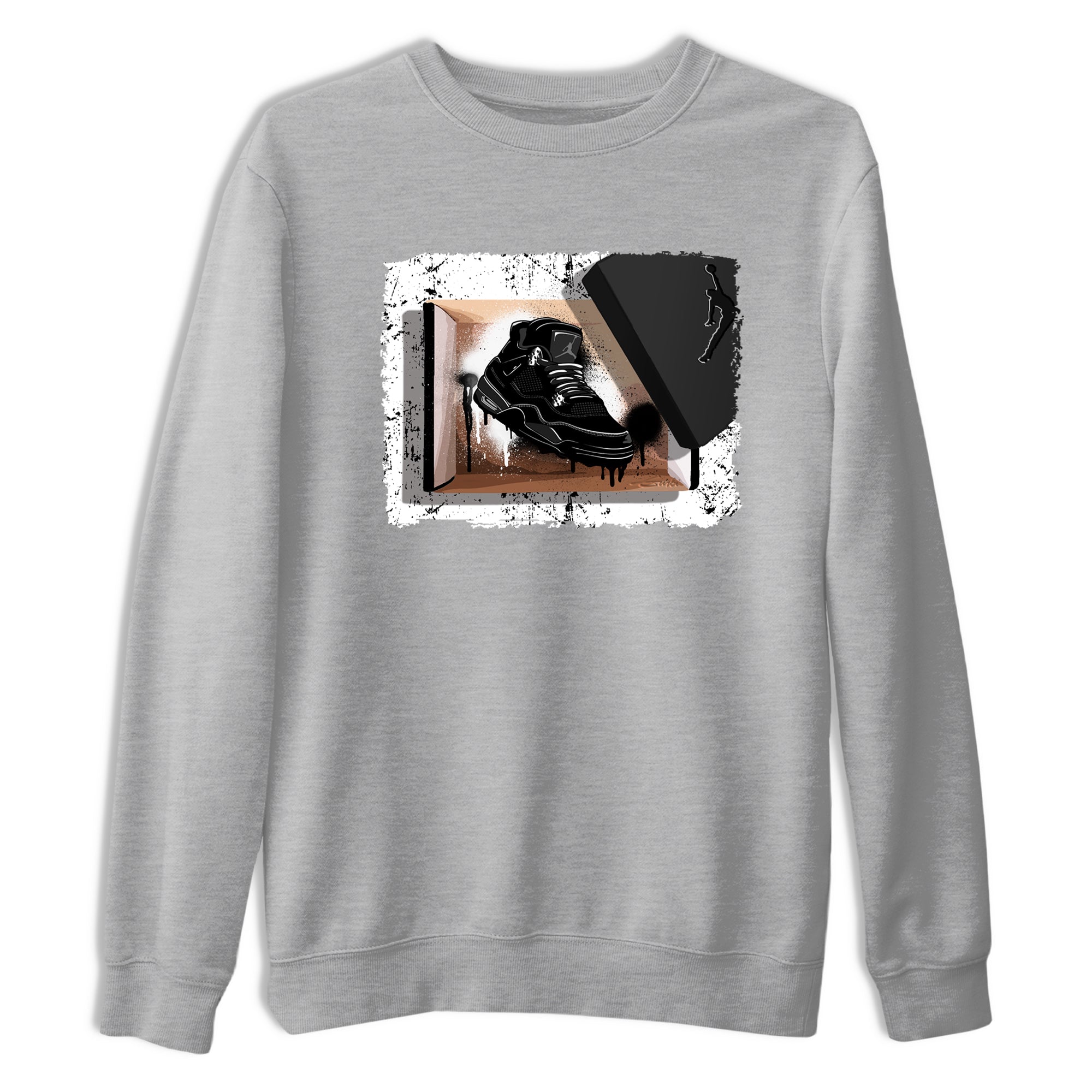 Sneaker Threads  Sneaker Tees To Match Air Jordan 4 Black Cat  New Kicks Graphic Tee Heather Grey 2. Perfect for Jordan releases 2025 colorways.