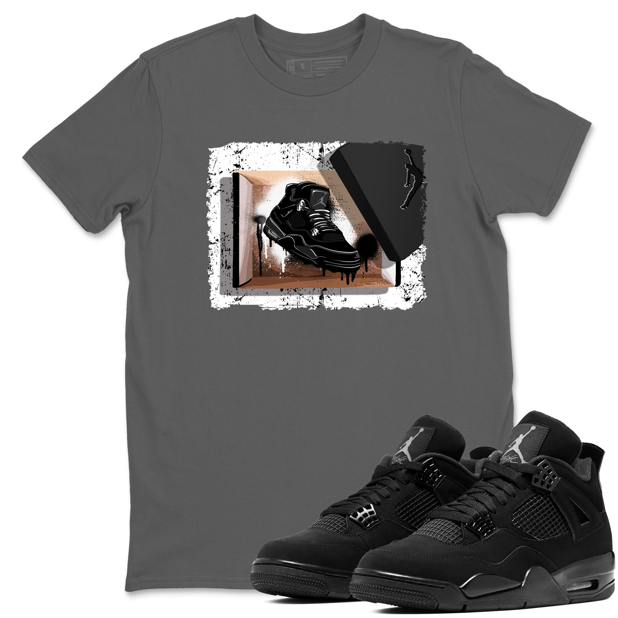 Sneaker Threads  Sneaker Tees To Match Air Jordan 4 Black Cat  New Kicks Graphic Tee Cool Grey 1. Perfect for Jordan releases 2025 colorways.