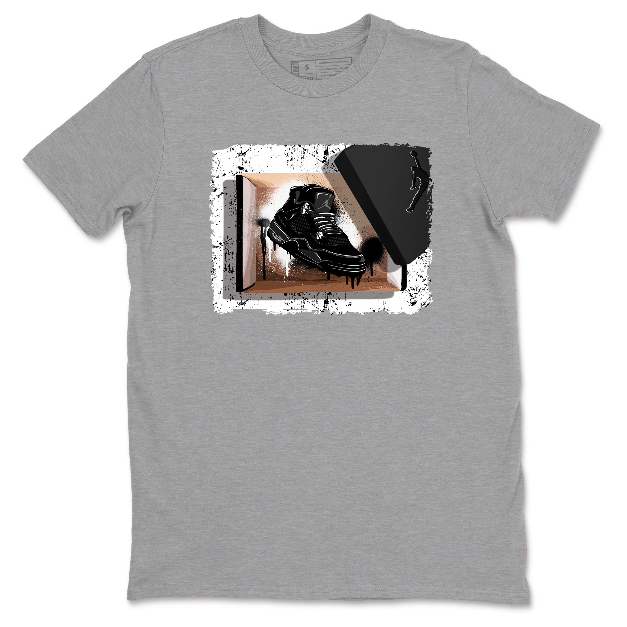 Sneaker Threads  Sneaker Tees To Match Air Jordan 4 Black Cat  New Kicks Graphic Tee Heather Grey 2. Perfect for Jordan releases 2025 colorways.